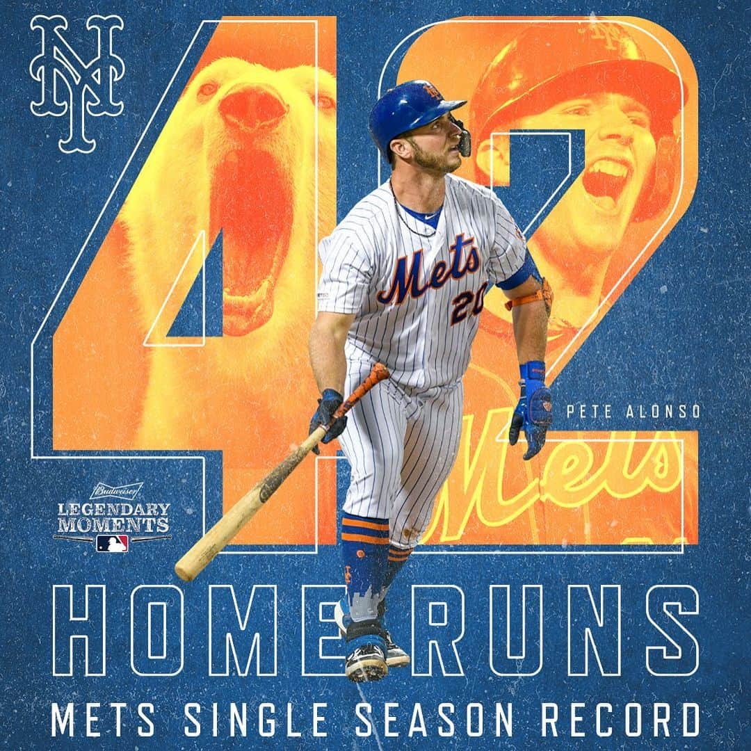 ニューヨーク・メッツさんのインスタグラム写真 - (ニューヨーク・メッツInstagram)「The ❄️🐻 stands alone. @pistol_pete20 now holds the record for the most #Mets home runs in a single season with 42. #LegendaryMoments」8月28日 9時33分 - mets
