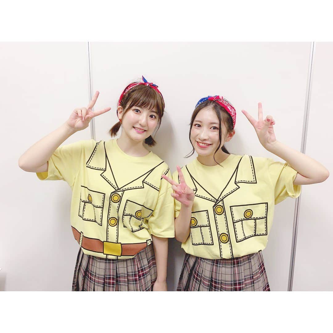のインスタグラム：「. U-FES.TOUR 2019 Kidsのグッズ🌱 冒険って感じでかわいい！ いちなるはこう着たよ😆🌟 バンダナは頭に巻いてみた〜！ . #ufes #いちなる #ボンボンTV」