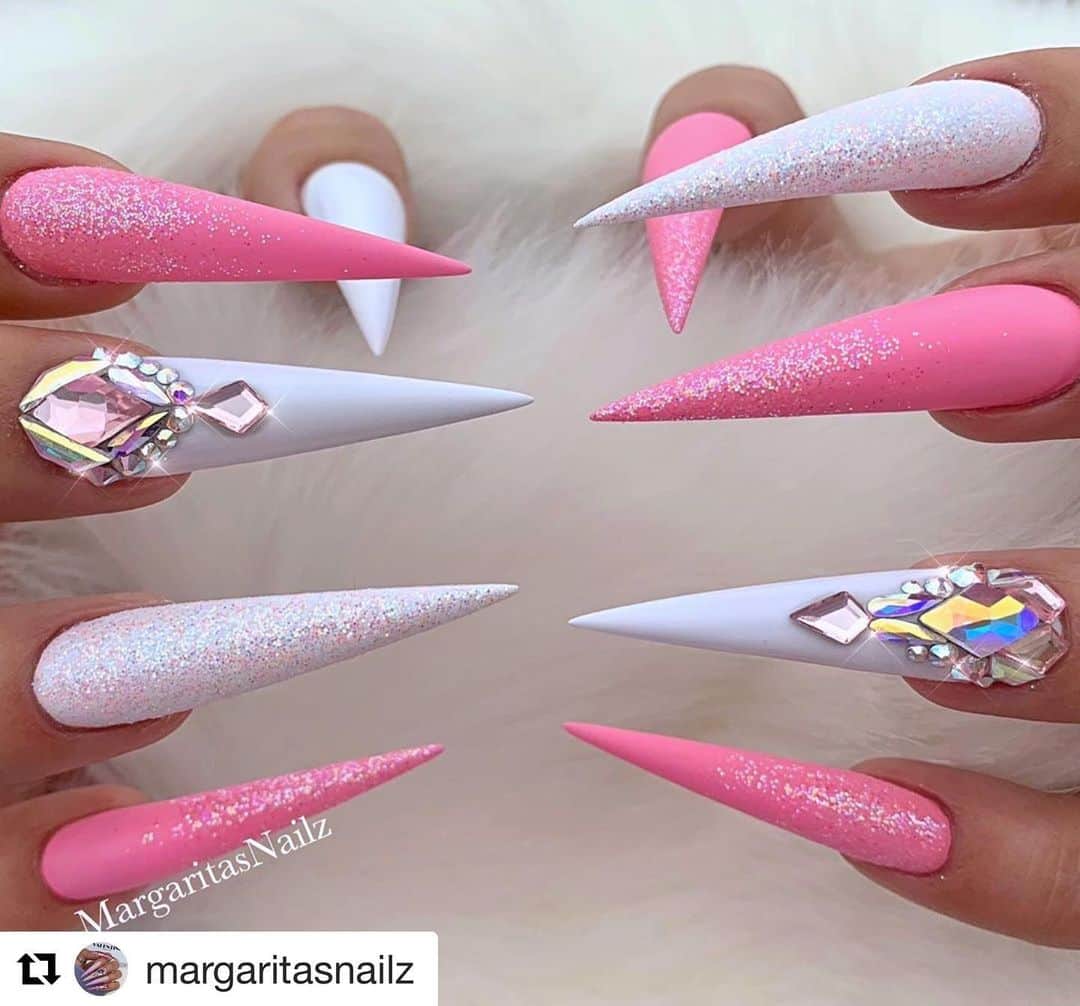 Nail Designsさんのインスタグラム写真 - (Nail DesignsInstagram)「Credit: @margaritasnailz ・・・ 💗💗💗 • • • • • • • ✨💖✨💖✨💖✨💖✨ •code:Margarita• •shop.valentinobeautypure.com• #pinknails#whitenails#mattenails#pinkombre#stilettonails#unicornnails#MargaritasNailz#nailfashion#nailswag#nailpro#nailedit#sculptednails#teamvalentino#nailsofinstagram#unicornhair#nailaddict#valentinomargaritasnailz#instagramnails#nailporn#glitternails#chromenails#nailtrends#modernsalon#pinkhair#naildesigns#nailtech#blingnails#nailart#longnails」8月28日 11時49分 - nailartfeature