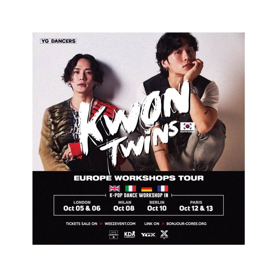 クォン・ヨンドンさんのインスタグラム写真 - (クォン・ヨンドンInstagram)「KWONTWINS 1st EUROPE workshop tour🌎 C u soon🖤 #kwontwins #europe #workshoptour」8月28日 15時10分 - _______youngmoney