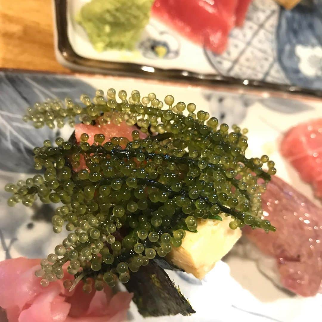 上本昌代さんのインスタグラム写真 - (上本昌代Instagram)「朝日も夕日も毎日見ても飽きない😌🌺🍖🍣海ぶどうの握りってさすが沖縄😋 I’ll never get tired of looking at the sunrise and sunset everyday... #sunset #夕日 #okinawa #沖縄 #石垣島 #那覇 #アグー豚 #海ぶどう好き #まつもと #ねこ #ぬこ #花 #nature #自然 #ocean #tbt」8月28日 16時36分 - masayomai