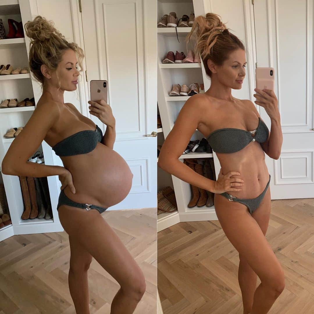 Amber Fillerup Clarkさんのインスタグラム写真 - (Amber Fillerup ClarkInstagram)「9 months pregnant // 6 months postpartum 🤰🏼and swipe to see 1 day PP and 1 week PP! I know it is so cliche to say but geez how crazy are our bodies?! It’s amazing. I wanted to post these progress pictures because where I saw the most changes was when I started doing keto with my hubby. He has done the keto diet on and off for 9ish years.. ever since I met him he has done it. He feels really good when he does it so he has just continued to do it. I am the type of person that if I’m going to have a cookie I’m gonna have a few 😂 and during my pregnancy I ate pretty much what I felt like while trying to make healthy choices.. but I have a maaaajor sweet tooth. I gained 50lb with each of my pregnancies. So that has been the biggest change for me with keto is 1. Feeling so good being off carbs and sugar and 2. Seeing the most results to lose the baby weight I put on - just to feel strong and healthy. I’m super proud of my husband @davidavidavid because he has been working really hard on putting together a keto meal plan with all of our favorite recipes. He will be launching it a week from today so go follow him to see sneak peeks of the meals, insta stories of how he makes some of them, and just more things keto 💪🏻 I know it’s not for everyone but it works for us. *to answer the most common question I get - yes I’m still nursing! She drinks only breast milk - I nurse 90% of the time and the other 10% she gets breast milk from a bottle from David while I’m at work.」8月29日 3時44分 - amberfillerup