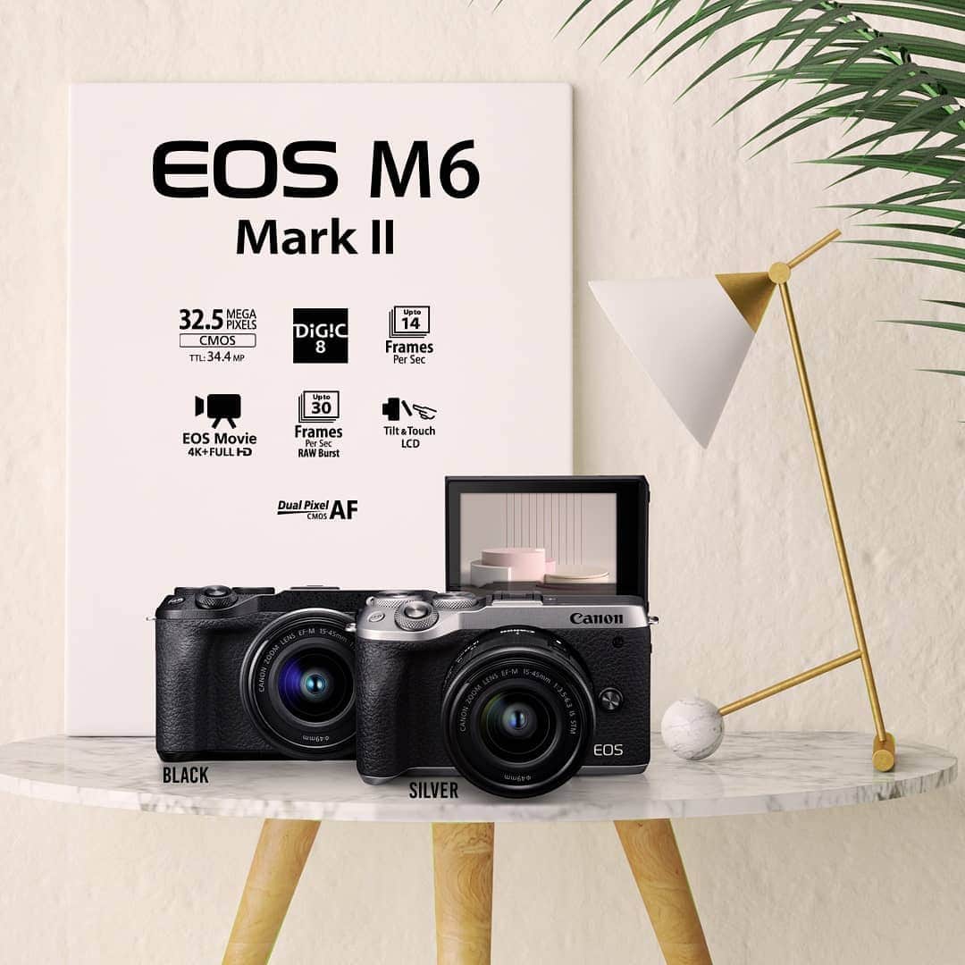 Canon Asiaのインスタグラム：「Sleek and lightweight, the new Canon EOS M6 Mark II mirrorless is ready to impress with upgraded features ✨ such as approx. 32.5MP image quality, high-speed continuous shooting and 4K uncropped movie recording. . Whether you are headed for your favourite hipster café, a workout with friends or your next overseas adventure, the EOS M6 Mark II is your fashionable and dependable photography companion. 📸 . Meet the new EOS M6 Mark II: link in bio . #canon #mirrorlesscamera #canoneosm6 #eosm6markii #photography #canoncamera」