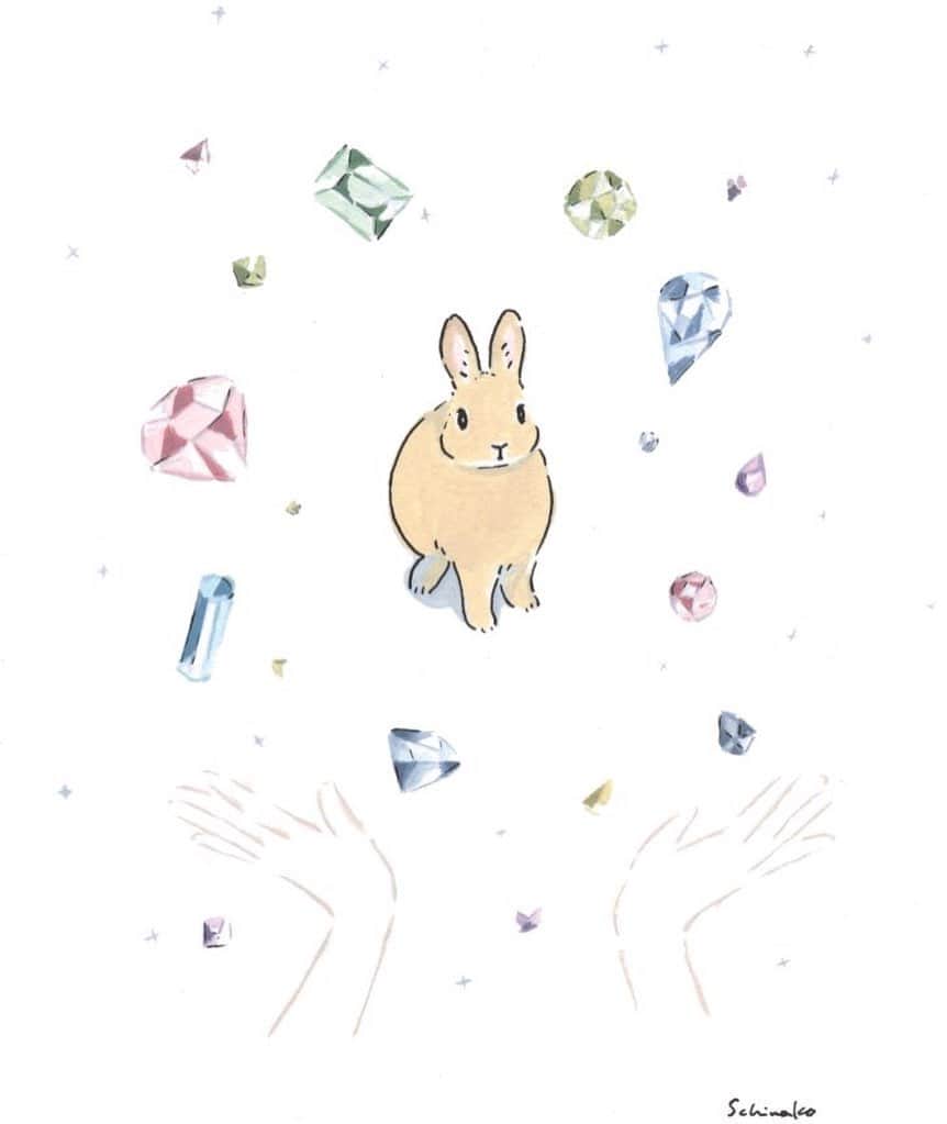 森山標子(しなこ)/Schinakoさんのインスタグラム写真 - (森山標子(しなこ)/SchinakoInstagram)「I found the treasure🐇 宝物を見つけた * #illustration#art#drawing#design#acrylicpaint#アクリル絵の具#rabbit#bunny#うさぎ#」8月28日 21時35分 - schinako