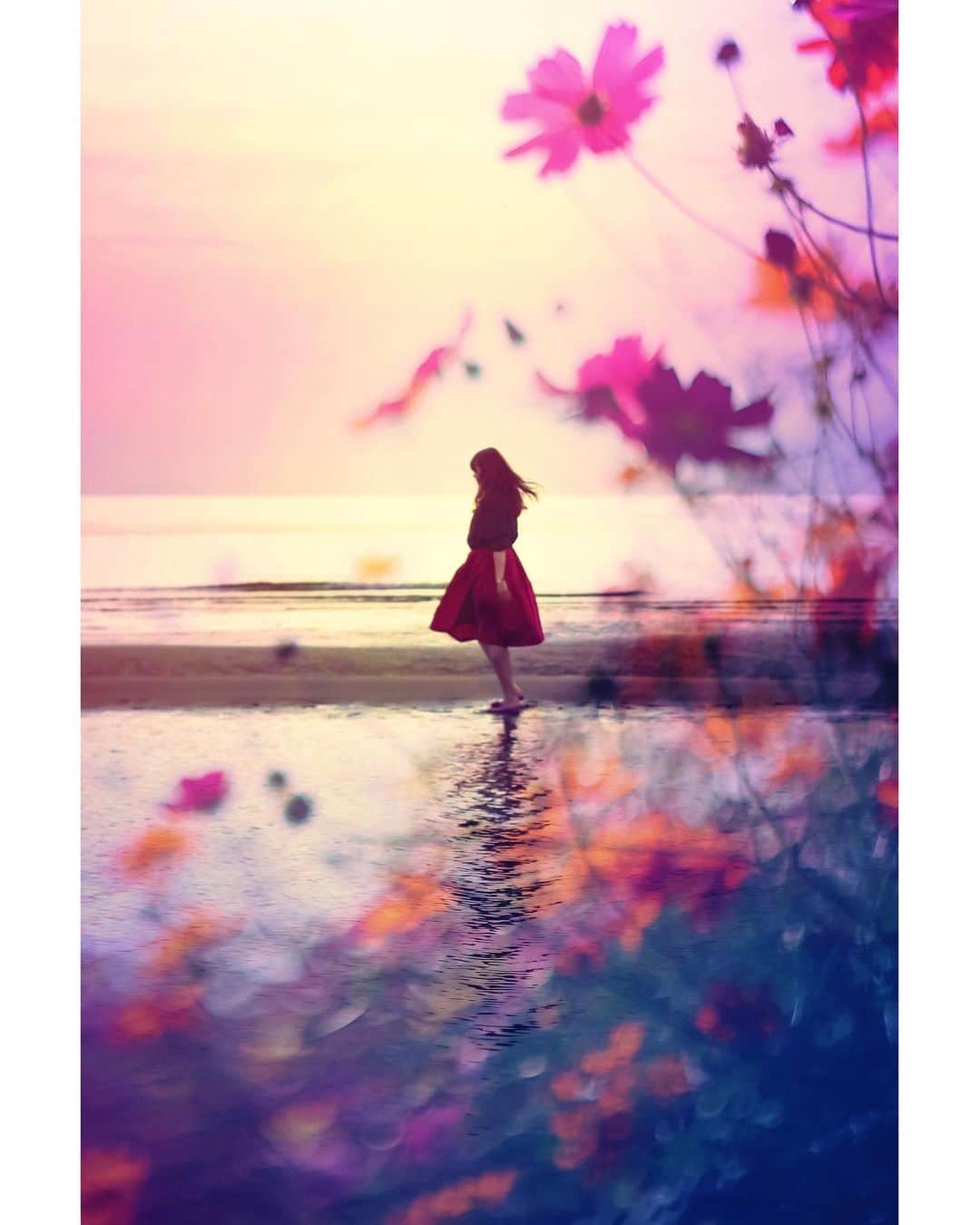 メグのん♡ A k i k oのインスタグラム：「♡In the scent of early autumn まいちゃん @mai_pink29 おめでとう💍💓 . . . 最近、 昔のことばかり思い出す . 懐かしみ倒して 時間ばかりが過ぎる . ほら、その先で セーラー服の私が笑っている . . 昭和の素敵なあの日で迷子になって 帰って来られない中年女 . . 今、 Romanticが止まらない を 聴きながらのポストです . . . ♡」