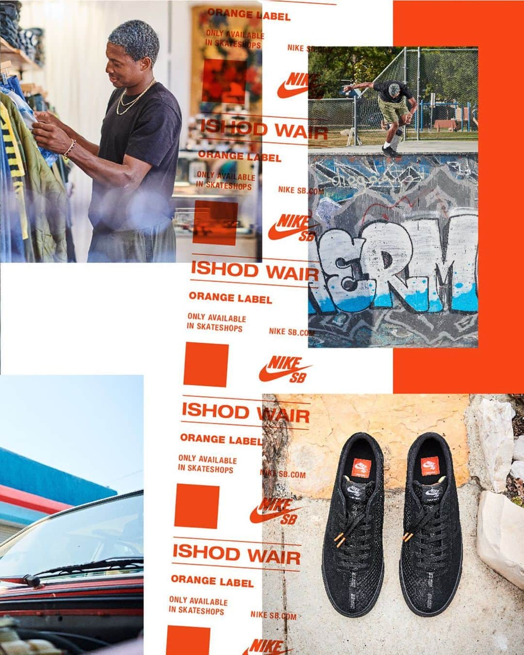 Nike Skateboardingさんのインスタグラム写真 - (Nike SkateboardingInstagram)「Orange Label by @ishodwair.  Pick up Ishod’s latest collection, including shorts, track suit, and re-designed split Bruin pairing suede and mesh for a durable yet breathable silhouette.  Available Saturday, August 31 exclusively in skate shops.」8月29日 0時34分 - nikesb