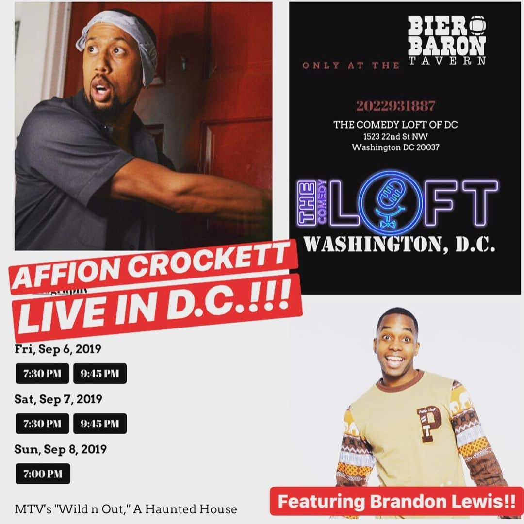 アフィオン・クロケットさんのインスタグラム写真 - (アフィオン・クロケットInstagram)「DC PULL UP NEXT WEEKEND, @dccomedyloft SEPT 6-8!! Buy your tickets NOW at www.dccomedyloft.com 🎤👑🤣🤣🤣😂 . . #affioncrockett #comedy #power #themesong #joe #treysongz #50cent #dccomedyloft」8月29日 5時30分 - affioncrockett