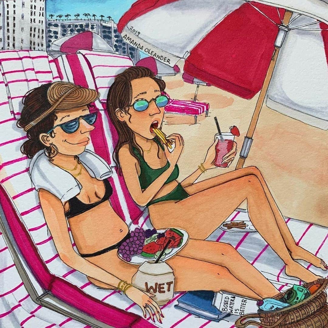 BoxedWaterさんのインスタグラム写真 - (BoxedWaterInstagram)「We can’t believe it’s almost September. Let’s reminisce on #beach days, shall we? Find the #BoxedWater in this super fun illustration by the uber talented @amandaoleander!  #BoxedWater #BoxedWaterIsBetter #BetterPlanet」8月29日 6時01分 - boxedwater