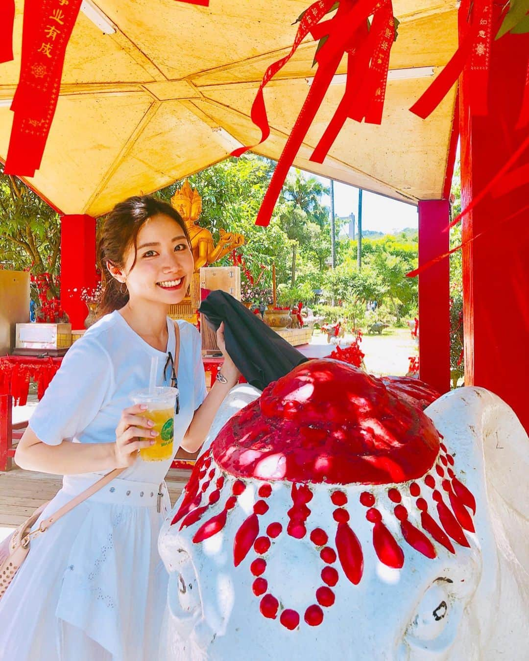 夏目愛美のインスタグラム：「♡ 夏休みを頂いて台湾に行ってきました🍧 二泊三日の弾丸だったけど初めての台湾✈️ お天気にも恵まれて楽しんできました^_^ #台湾 #旅行 #タピオカ #十分 #台北 #instagood #夏休み」