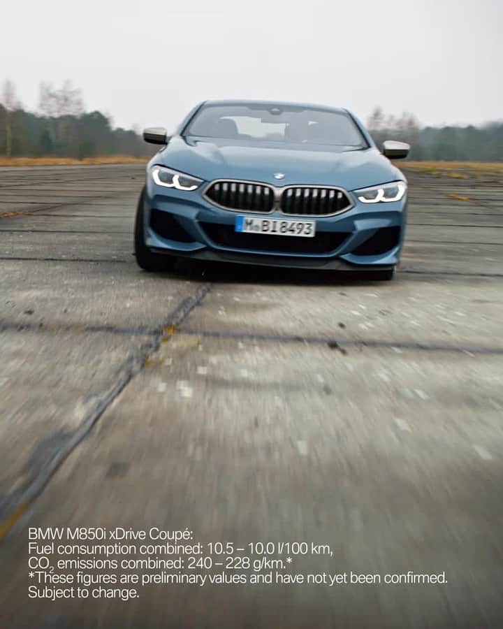 BMWのインスタグラム：「Be in charge and have full control all the time with the BMW Live Cockpit Professional. The BMW 8 Series Coupé. #THE8 #BMW #8Series __ BMW M850i xDrive Coupé: Fuel consumption in l/100 km (combined): 10.0 – 9.9. CO2 emissions in g/km (combined): 227 – 224.  Acceleration (0-100 km/h): 3.7 s. Power: 390 kW, 530 hp, 750 Nm. Top speed (limited): 250 km/h.  The values of fuel consumptions, CO2 emissions and energy consumptions shown were determined according to the European Regulation (EC) 715/2007 in the version applicable at the time of type approval. The figures refer to a vehicle with basic configuration in Germany and the range shown considers optional equipment and the different size of wheels and tires available on the selected model. The values of the vehicles are already based on the new WLTP regulation and are translated back into NEDC-equivalent values in order to ensure the comparison between the vehicles. [With respect to these vehicles, for vehicle related taxes or other duties based (at least inter alia) on CO2-emissions the CO2 values may differ to the values stated here.] The CO2 efficiency specifications are determined according to Directive 1999/94/EC and the European Regulation in its current version applicable. The values shown are based on the fuel consumption, CO2 values and energy consumptions according to the NEDC cycle for the classification. Further information on official fuel consumption figures and specific CO2 emission values of new passenger cars is included in the following guideline: 'Leitfaden über den Kraftstoffverbrauch, die CO2-Emissionen und den Stromverbrauch neuer Personenkraftwagen' (Guide to the fuel economy, CO2 emissions and electric power consumption of new passenger cars), which can be obtained free of charge from all dealerships, from Deutsche Automobil Treuhand GmbH (DAT), Hellmuth-Hirth-Str. 1, 73760 Ostfildern-Scharnhausen and at https://www.dat.de/co2/.」