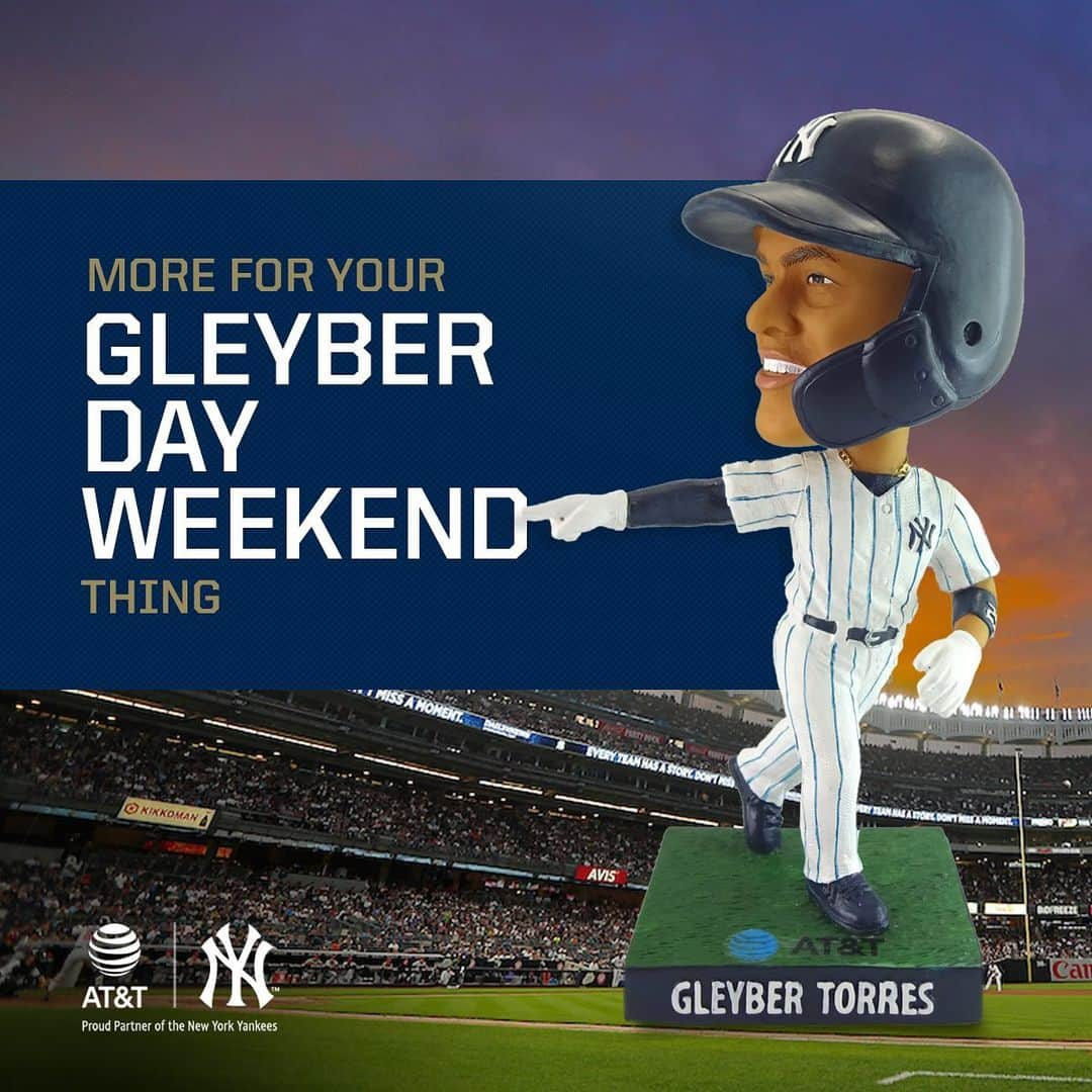 ニューヨーク・ヤンキースさんのインスタグラム写真 - (ニューヨーク・ヤンキースInstagram)「Get your Gleyber Torres bobblehead at the game tomorrow! First 18,000 guests, subject to availability. #ATTNYY」8月30日 0時15分 - yankees