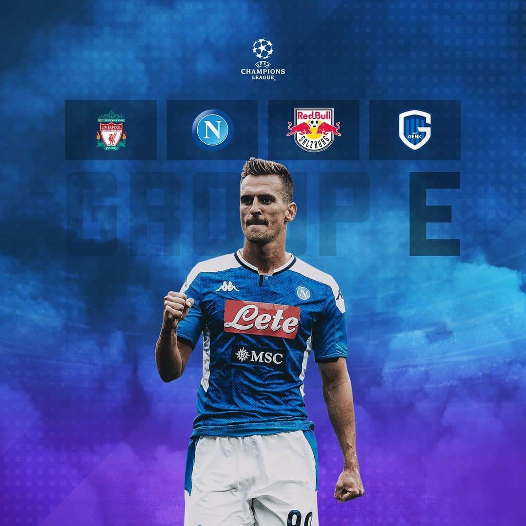 アルカディウシュ・ミリクのインスタグラム：「Un bel girone, pieno di sfide! Siamo pronti per la competizione più importante: la Champions League. Forza Napoli! 💙💪 #ChampionsLeague #UCL #ForzaNapoliSempre」