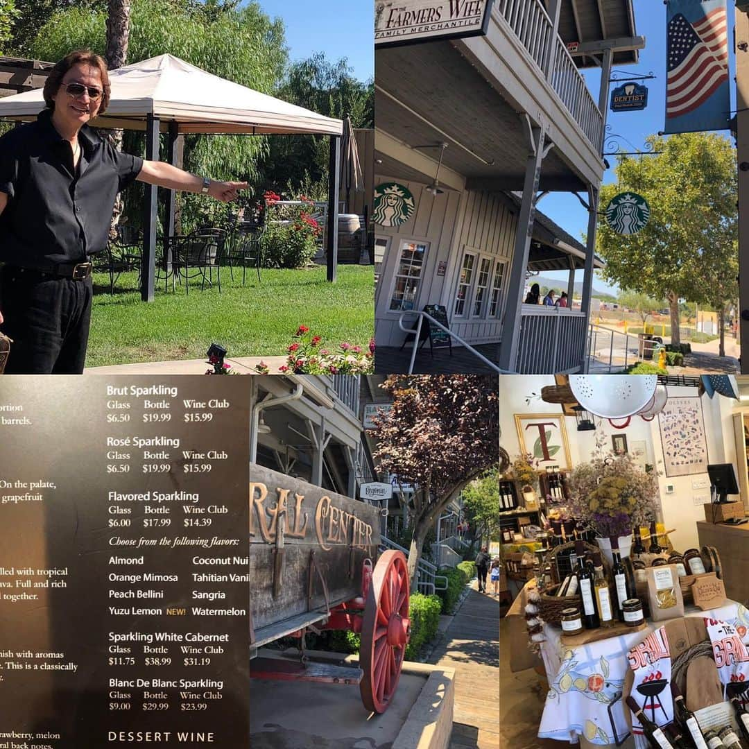 松本晃彦のインスタグラム：「My favorite small winery, Temecula. My recommendation are flavored Sparkling wines in Wilson Creek, and olive oil tasting in Temecula Olive oil company. The western style Starbucks is really interesting there.」