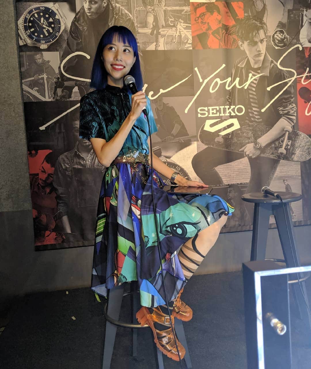 草野絵美のインスタグラム：「Thanks @seikowatchjapan ⌚ #seiko5sports Styling magic by @bunta.r 🧚‍♂️✨ SEIKO 5 SPORTSのイベントに出演しました。 文ちゃんの服はいつもエンパワーメントされる💪 そして旧友たちにも再会できて至福でした！来てくれてありがとう〜🙋✨」