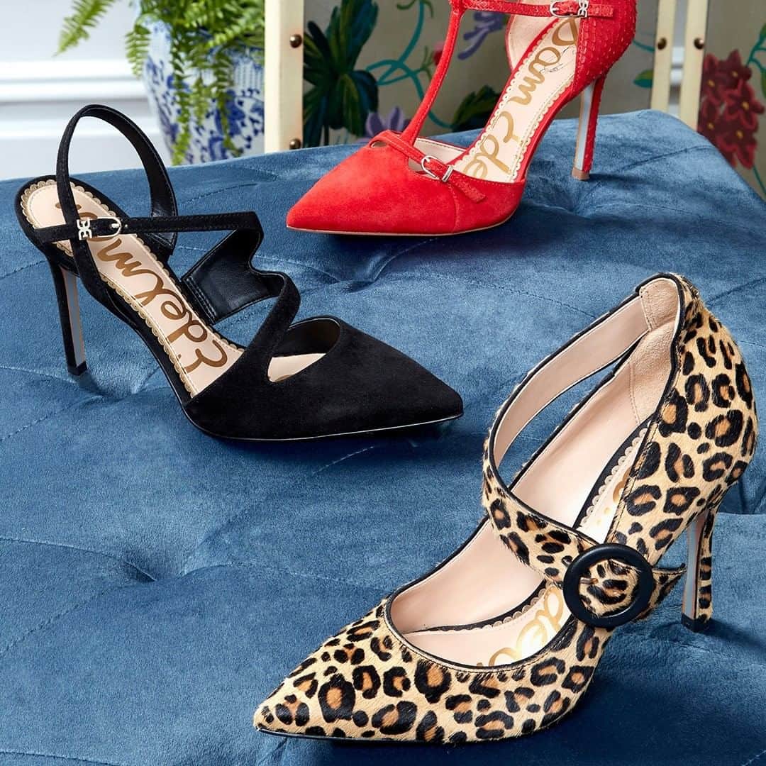 サムエデルマンのインスタグラム：「Fresh new heels that graciously take you from desk to dinner」
