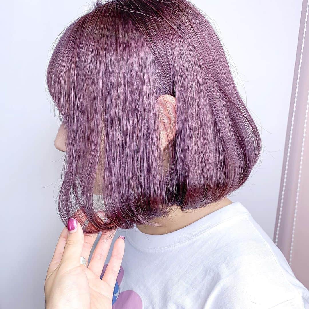 原涼香のインスタグラム：「秋の新色🇰🇷‼️ 【 Maron Purple 🌰💜 】 ケアブリーチ2回してます❤︎ 秋っぽい透けるまろやかパープル❤︎ ㅤㅤㅤㅤㅤㅤㅤㅤㅤㅤㅤㅤㅤ」