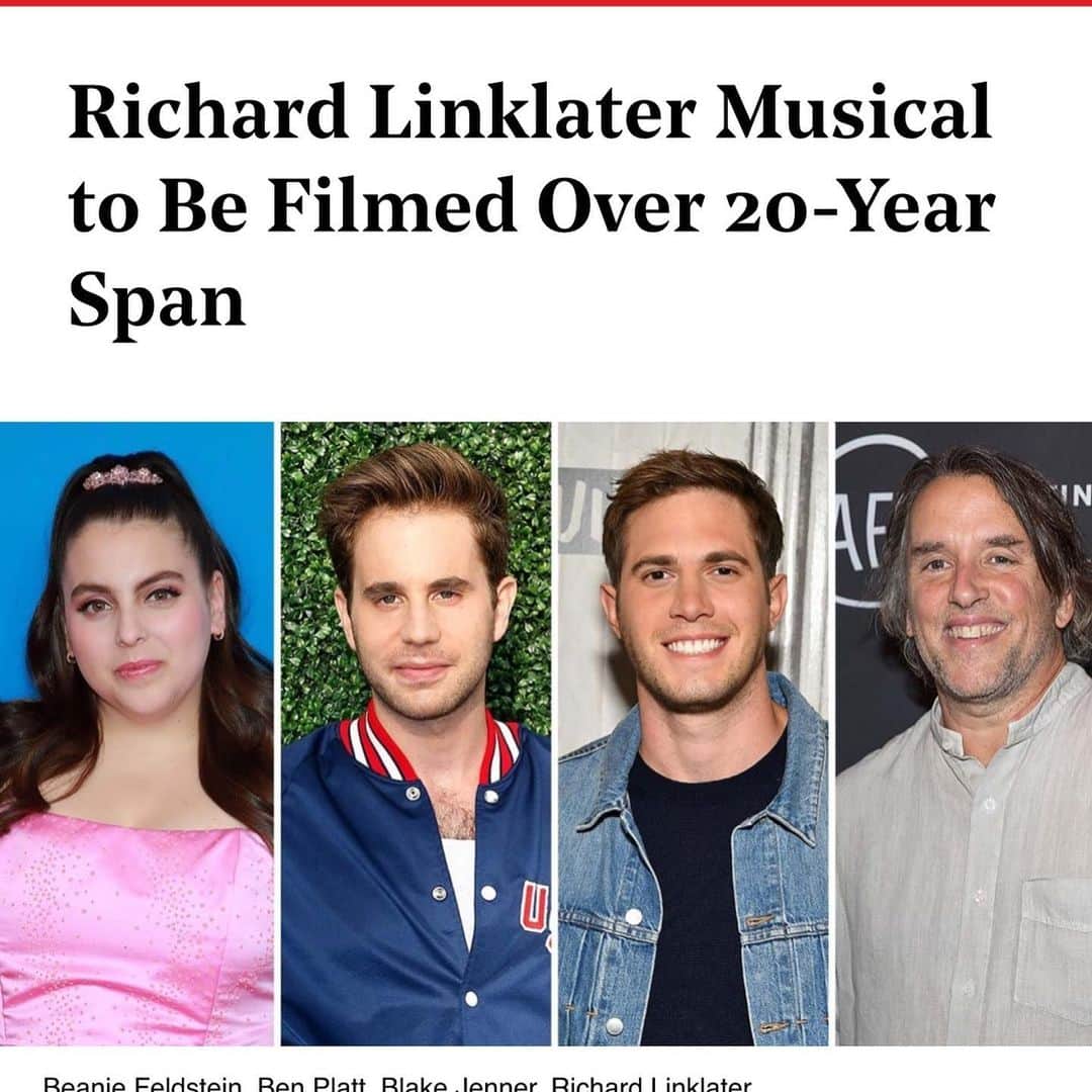 のインスタグラム：「Beyond grateful to be part of this wonderful film. Working with @bensplatt and @beaniefeldstein has already been an absolute dream. Plus they’re just really friggin cool people. Thank you Rick Linklater, @mrramshaw2, Ginger Sledge and everyone involved for having this schmuck along for this very special ride. See ya in twenty years ✌️✌️❤️」
