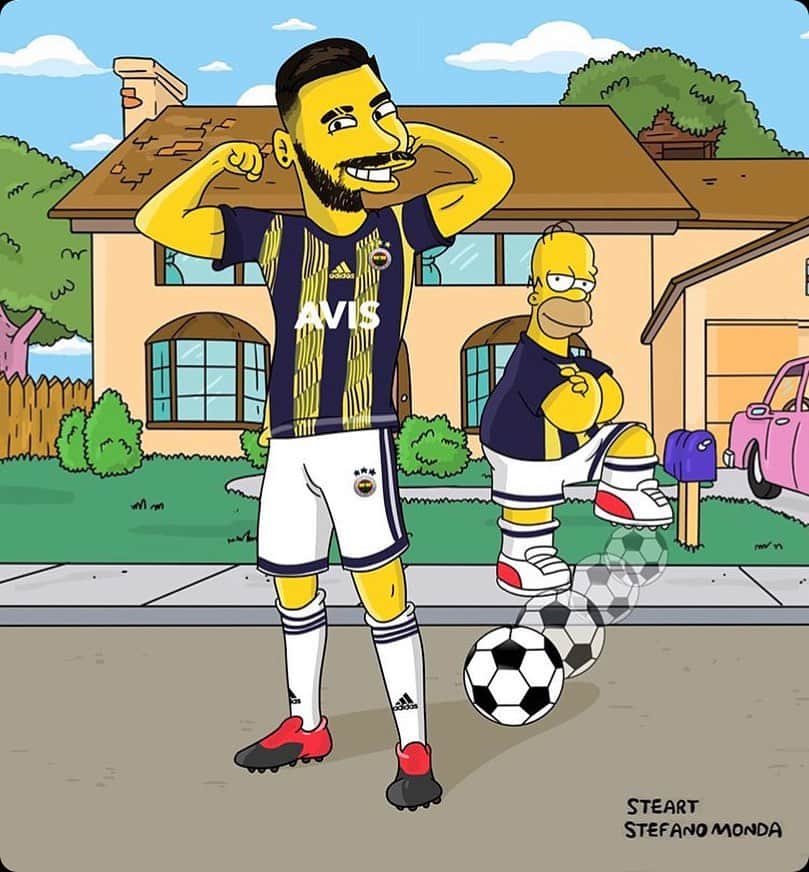 アディル・ラミのインスタグラム：「👏 @steart__  @thesimpsons @fenerbahce #yaşafenerbahçe 💪🏽⚽️/// DID YOU KNOW WHAT NUMBER I CHOSE ???」