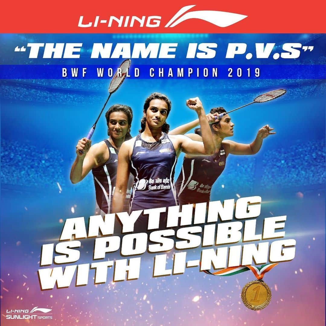 シンドゥ・プサルラさんのインスタグラム写真 - (シンドゥ・プサルラInstagram)「Anything is possible with lining💪🏼💪🏼 #lining#anythingispossible#worldchampion2019#💪🏼 @lining.india」8月30日 19時29分 - pvsindhu1