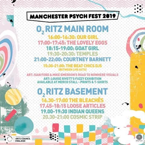 コートニー・バーネットのインスタグラム：「@manchesterpsychfest 9pm tonight 🌀🌀🌀」