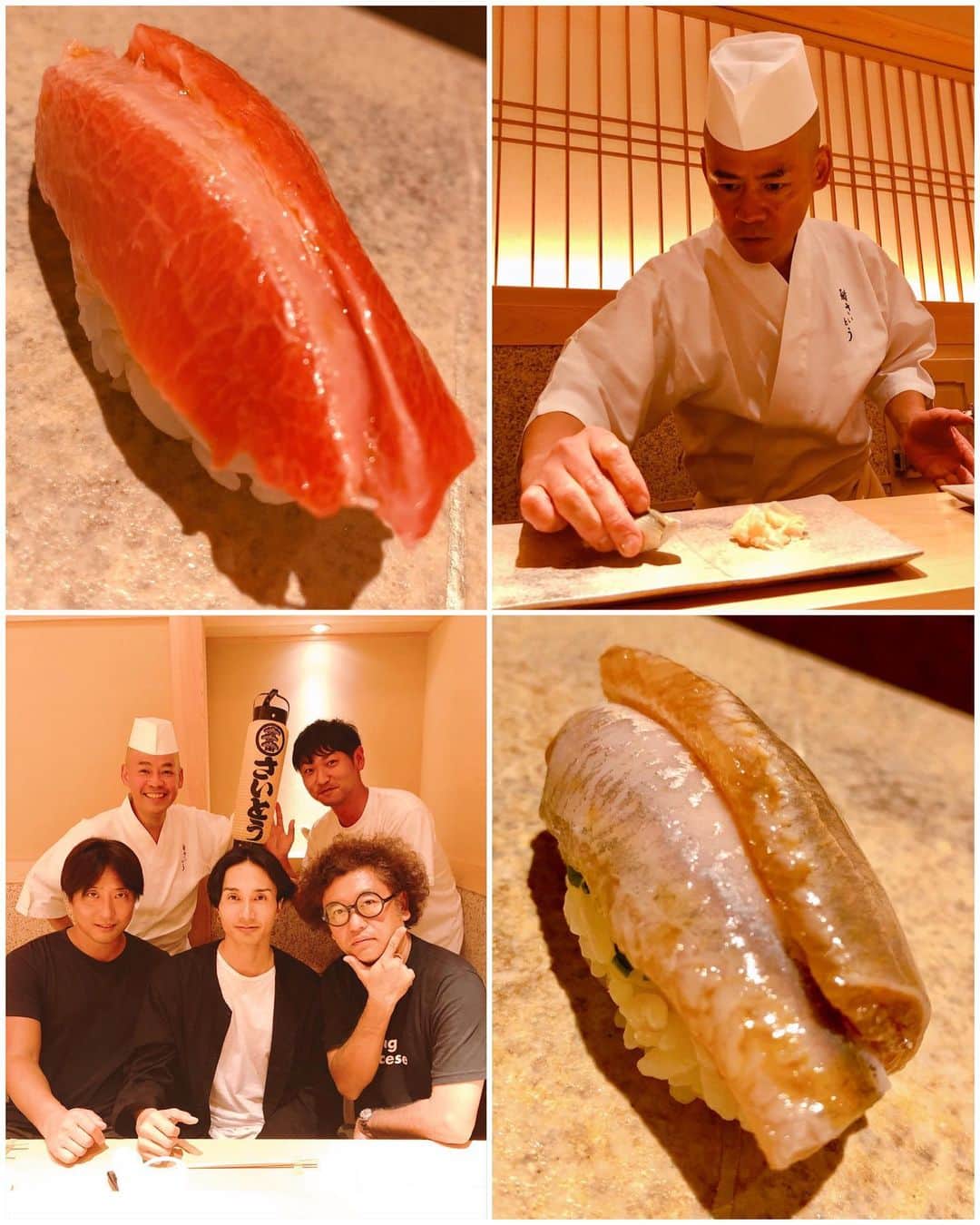 秋山具義さんのインスタグラム写真 - (秋山具義Instagram)「【2019年寿司45軒目『鮨 さいとう』Aug.30】﻿ ﻿ いつも素晴らしいのですが、今日の『鮨 さいとう』は、どれもこれも、めーーーーーっちゃくちゃ美味しかった！！！！！﻿ ﻿ まさに、世界一の寿司だ〜！！！！！﻿ ﻿ つまみは、﻿ ◉生いくら﻿ ◉煮蛸と蒸し鮑﻿ ◉鰹のたたき﻿ ◉北寄貝﻿ ◉雲丹の食べくらべ﻿ ◉穴子の白焼き﻿ ◉味噌汁﻿ ﻿ 握りは、﻿ ◉平目昆布締め﻿ ◉さごし(鰆の子ども)﻿ ◉小肌﻿ ◉鮪 赤身漬け﻿ ◉中とろ﻿ ◉大とろ﻿ ◉煽りイカ﻿ ◉鯵﻿ ◉車海老﻿ ◉鰯﻿ ◉穴子﻿ ◉太巻き﻿ ◉卵焼き﻿ ﻿ #鮨さいとう #ミシュラン三つ星 #具義うに2019 #具義寿司2019﻿」8月30日 20時45分 - gugitter