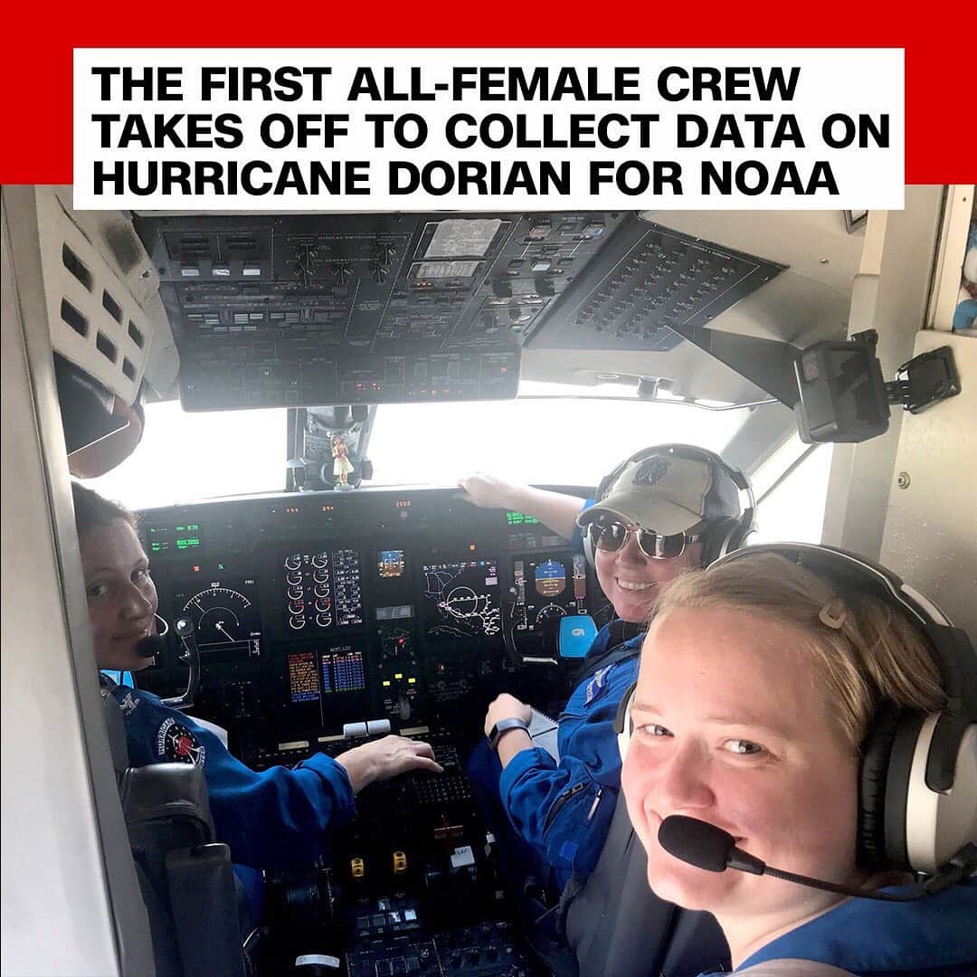 CNNさんのインスタグラム写真 - (CNNInstagram)「The first all-female crew to conduct a hurricane reconnaissance mission for the National Oceanic and Atmospheric Administration took off Thursday. Capt. Kristie Twining, Cmdr. Rebecca Waddington and Lt. Lindsey Norman were tasked with learning about Hurricane Dorian, and the mission lasted more than seven hours on Thursday, according to Flightaware.com. Hurricane Dorian is forecast to hit the US mainland Monday evening into Tuesday morning as a Category 4 hurricane, which means it could be the strongest hurricane to strike Florida's east coast since Hurricane Andrew in 1992, according to CNN meteorologist Brandon Miller. (📸: @NOAA) #HurricaneDorian #Dorian」8月30日 21時37分 - cnn