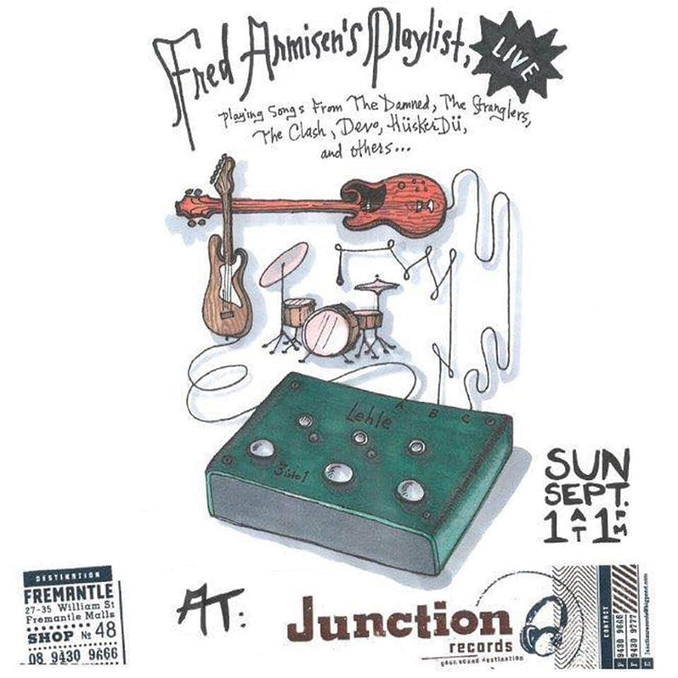 フレッド・アーミセンさんのインスタグラム写真 - (フレッド・アーミセンInstagram)「Perth! 🇦🇺 I’m going to be playing some punk covers at @junctionrecords in Fremantle Sunday at 1pm. Just me and a guitar. Songs by The Damned, Hüsker Dü, Devo, The Clash, Ramones, Big Boys, Generation X, etc. Original flyer design by @maria.joan.dixon」8月31日 10時19分 - sordociego