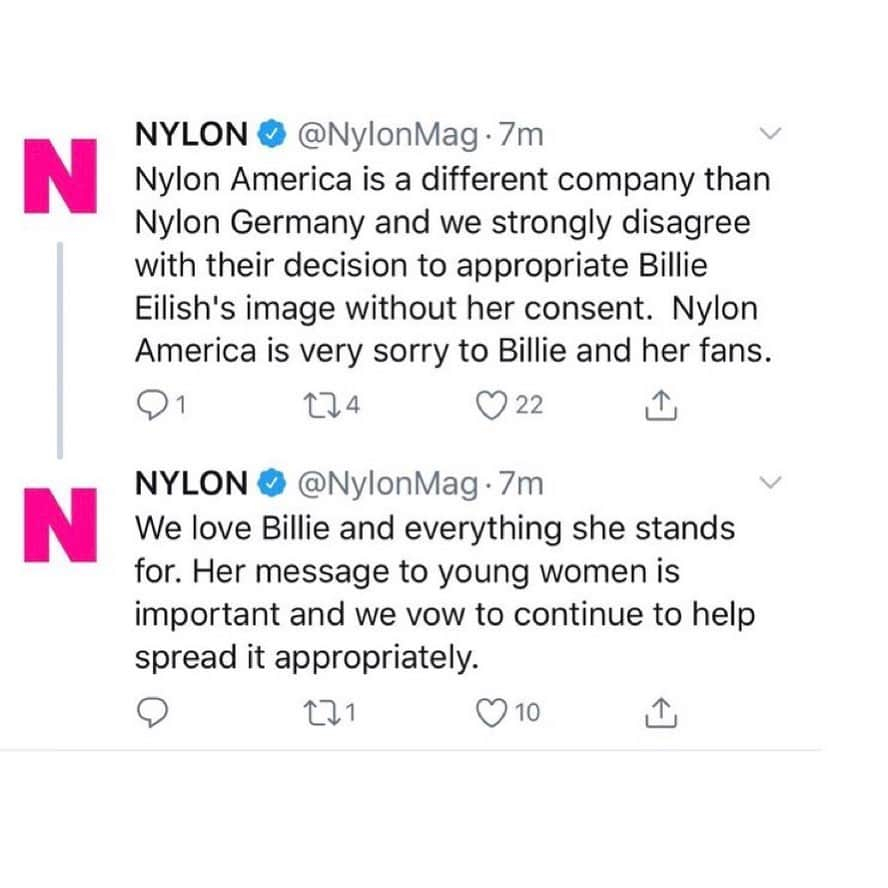 Nylon Magazineさんのインスタグラム写真 - (Nylon MagazineInstagram)「We love Billie and everything she stands for. Her message to young women is important and we vow to continue to help spread it appropriately.」8月31日 3時31分 - nylonmag