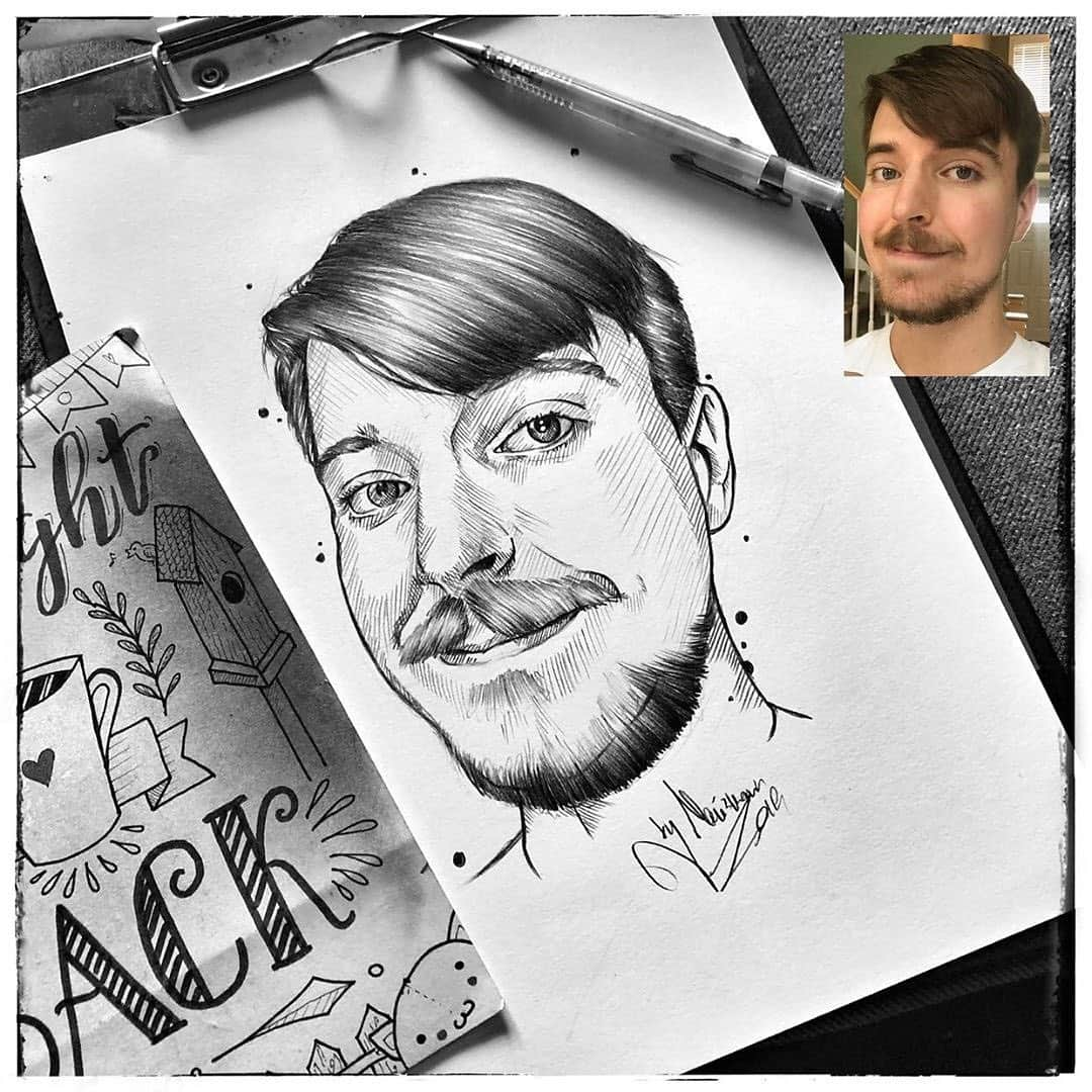 YouTubeさんのインスタグラム写真 - (YouTubeInstagram)「@mausmanntwitch pen drawing of @mrbeast is beyond life like. 😱#FanArtFriday」8月31日 3時36分 - youtube