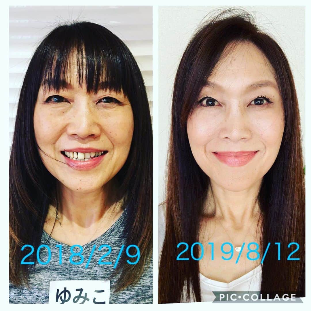 間々田佳子のインスタグラム：「顔ヨガをすると 顔が変わる 印象が変わる🎉  年齢を重ねるほどに 素敵になりましょう😊💕 #長谷川裕美子 さん 素晴らしい変化です❤️ 継続は力なりですね。  裕美子さんはヨガの先生で名古屋で顔ヨガも教えています！ FBでお名前探してコンタクトを💪」