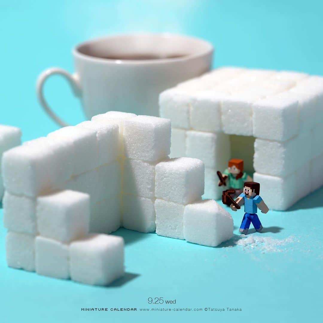 のインスタグラム：「. 9.25 wed “Minecraft” . あまいンクラフト . #角砂糖 #マインクラフト #SugarCube #Minecraft ─────────────── 《Exhibition info》 . 【MINIATURE LIFE展 in 福岡】 Miniature Life Exhibition in Fukuoka 8/31 sat - 10/14 mon ※火曜日休館 #MiniatureLife展 #ミニチュアライフ展 . ─────────────── 《Next Exhibition info》 【MINIATURE LIFE展 in 金沢】 Miniature Life Exhibition in Kanazawa 10/18 fri - 11/4 mon .」