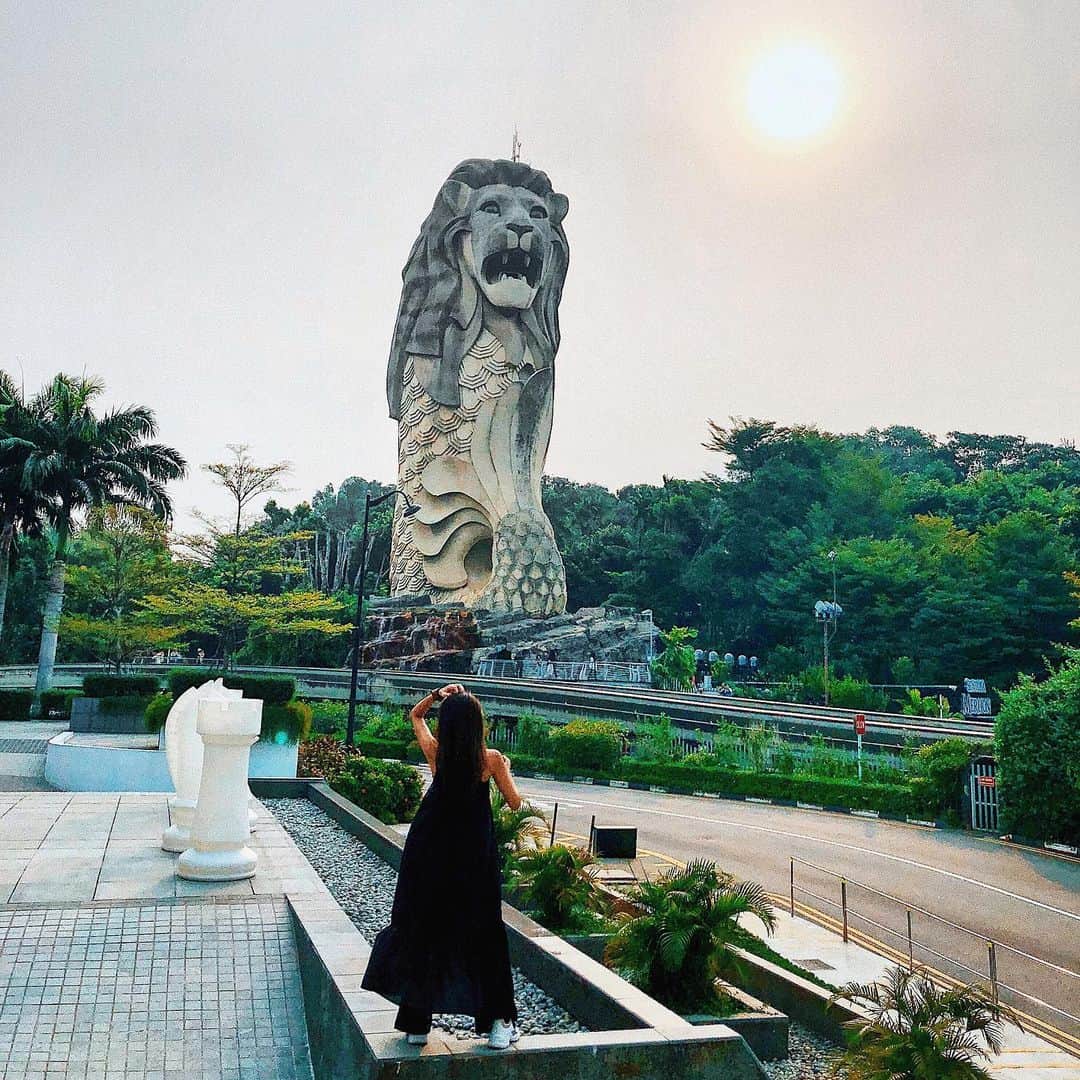 若尾綾香さんのインスタグラム写真 - (若尾綾香Instagram)「☆ 🦁🇸🇬 セントーサ島のマーライオン像が 再開発に伴い来月には、、 取り壊される事が決定されたそう。 シンガポール国内に7つあるマーライオン像の なかで最も大きく、高さ37ｍ。 頭の上には展望台があり、 島や景色を見渡すことができる素敵な所だった。 . . . 最後に観る事が出来て良かった🦁✨. . . . 象徴が１つなくなってしまうの。寂しいね。 旅行予定がある方は観れるうちに是非。 . #Singapore#sentosa#merlion#シンガポール#セントーサ#マーライオン#🦁 ※再投稿したのでコメント書いてくれた方消えてしまった。 ごめんね🙇‍♀️」9月26日 10時50分 - ayaka_wakao