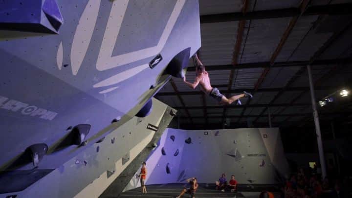 ダニエル・ウッズのインスタグラム：「'The Force Majeure' ______________________________ Took a break from the rocks and went to @carlodenali new gym in Sacramento, CA @theboulderfield for a comp. The event featured a new kinda format for finals which I was really into. We had 6 final climbs and 1 hour to complete as many as possible (no iso, we were all just sessioning together). An amount of points was awarded based on what ascent of the bloc you got (1st asc. 1000 pts, 2nd 750, 3rd 600 etc). The theme of the comp was straight forward power climbs (though there were a couple slabs haha... guess they were power slabs). I ended up 2nd next to @joseph_diaz2 and @ross.fulkerson. This vid was my fav bloc of the event and only ascent. I still need to up my slab game 🤷‍♂️. Huge shout out to @carlodenali @theboulderfield @tbfmasters @jwebxl @ramrod92 and everyone else who made this event possible.」