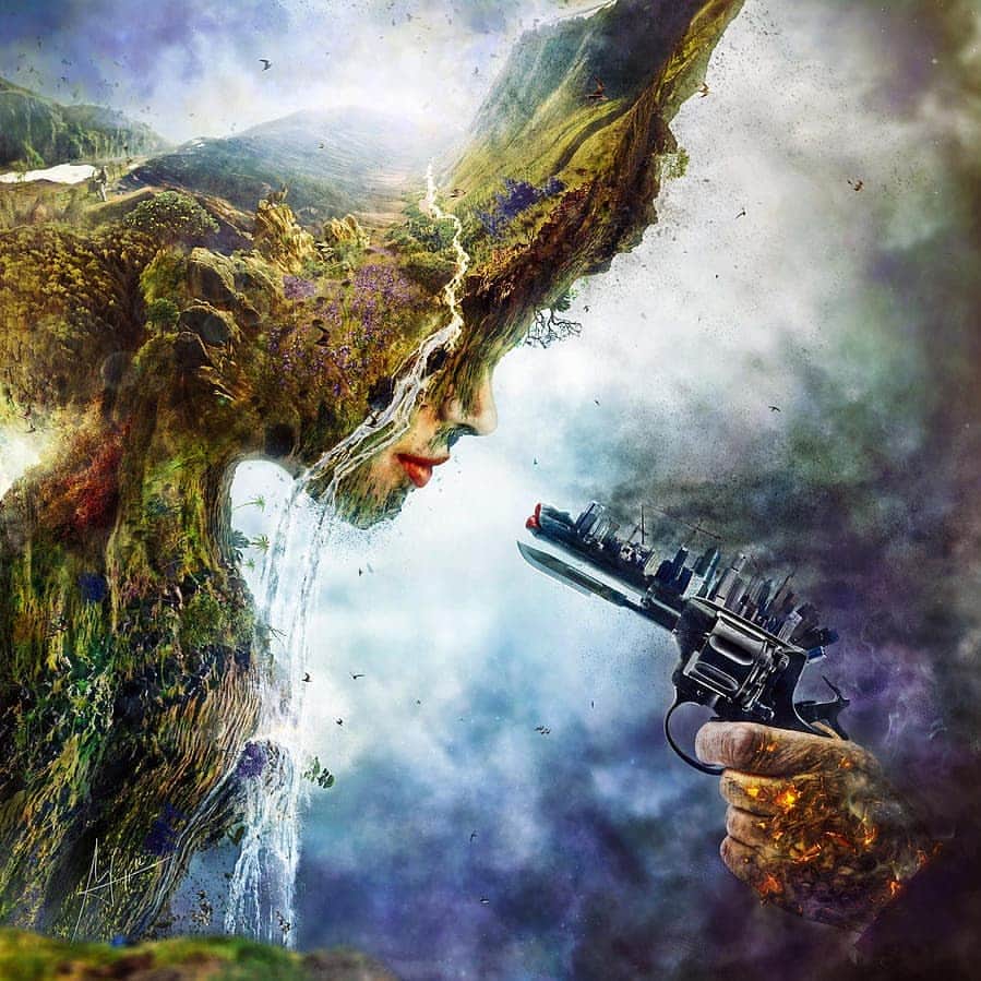 ロビー・ジャーヴィスのインスタグラム：「Isn't this a beautiful and haunting image? I'll tell you who created it in this caption!  But first, like many of you, I've been following all of the UN Climate Change stuff and with season 2 of @chickpeepspod just around the corner, I wanted to dust off my soapbox.  When learning about a science-based issue - be it climate change, the optimal human diet or the best way to set up your own colony on Mars: follow the SCIENTIFIC CONSENSUS! There always is one - even if, occasionally, it is "We don't know!" Unfortunately, our society seems to care less about truth and more about opinion when discussing science. Political entities will attempt to corrupt or confuse the scientific understanding of the masses with paid "experts" who will tell you whatever those political entities want you to believe.  For that reason you can always find ONE scientist to tell you anything (earth is flat, moon is 🧀, Lily belonged with Snape). But that isn't the CONSENSUS. And scientists CAN be trusted because, unlike bankers, scientists didn't fall in love with their chosen discipline to make money or to mislead people. They became scientists to discover empirical evidence... or, to put it more simply; truth! We have trusted them from Isaac Newton & Stephen Hawking explaining the parameters of our universe to Alan Turing and his computers & Rosalind Franklin with DNA. They have made sense of our world and helped design everything in it. We need to trust them on climate change!  That is not to say 'trust them blindly'. Read reports and journals (if you enjoy them; I'm a nerd, I do). Search for as many different sources as you can find. But always look for the CONSENSUS. That way you can protect yourself from this insidious phase that our society seems to be going thru in which we devalue the word 'expert' by paying individual academics to abandon their integrity and shill for whichever big, politically motivated entity wishes to pay them the most money.  We must start dragging scientific debate back to evidence and facts and leave political allegiance, opinion & bias at the door.  That incredible image was created by #mariosancheznevado. I saw it posted by my friend @robbie_lockie」