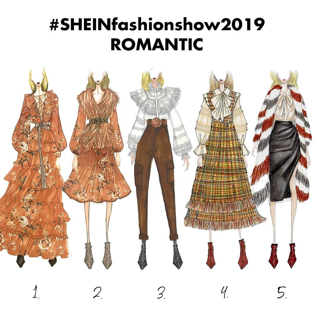 SHEINさんのインスタグラム写真 - (SHEINInstagram)「🍁SHEIN X FASHION SHOW FW19🍁 We just designed our first runway collection and we’re coming to Paris for our debut fashion show! 😱😍（http://shein.top/5fv91m8）💃🏼💅🏼 #MeetSHEIN #SHEINfashionshow2019 🙋🏻‍♀️To celebrate, vote for your favorite catwalk sketches and help us spread the word to win SHEIN X FASHION SHOW FW19 collection outfits (available Oct. 3rd) and gift cards along the way!🎁🎁 💓How to Enter: 1. Follow @sheinofficial and like this post 2. Comment your favorite catwalk sketch number and tag 2 friends below 3. Repost the announcement (on the second slide) on your IG and include the hashtag #SHEINfashionshow2019 💜Prizes: 100 followers (worldwide) will each win 5 exclusive pieces from our SHEIN x Fashion Show FW19 collection! ☑Winners will be announced on 10/8 on @sheinofficial *SHEIN reserves the right to final interpretation. Good luck!」9月27日 7時51分 - sheinofficial