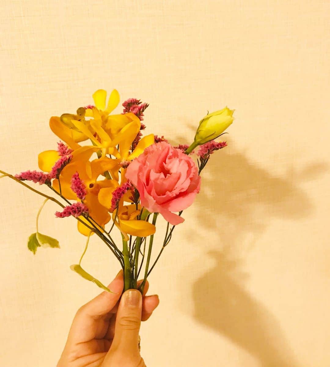 佐野優子のインスタグラム：「. 連日のお花🌼 . 今日は@bloomeelifeさんからのお花が ポストに入ってました📮💐 (📮は甥っ子達が作った🎨ニセモノ✂️) . ちょこっと飾るのにいいサイズ🌸👍🏻 . 気分を上げたい時に🌷👍🏻 . . ✿初回無料クーポンどうぞ➡︎⚘⚘⚘⚘⚘ AKI811 ⚘⚘⚘⚘⚘(有効期限2019年11月30日) . . #bloomeelife  #花 #flower  #気分を上げる」
