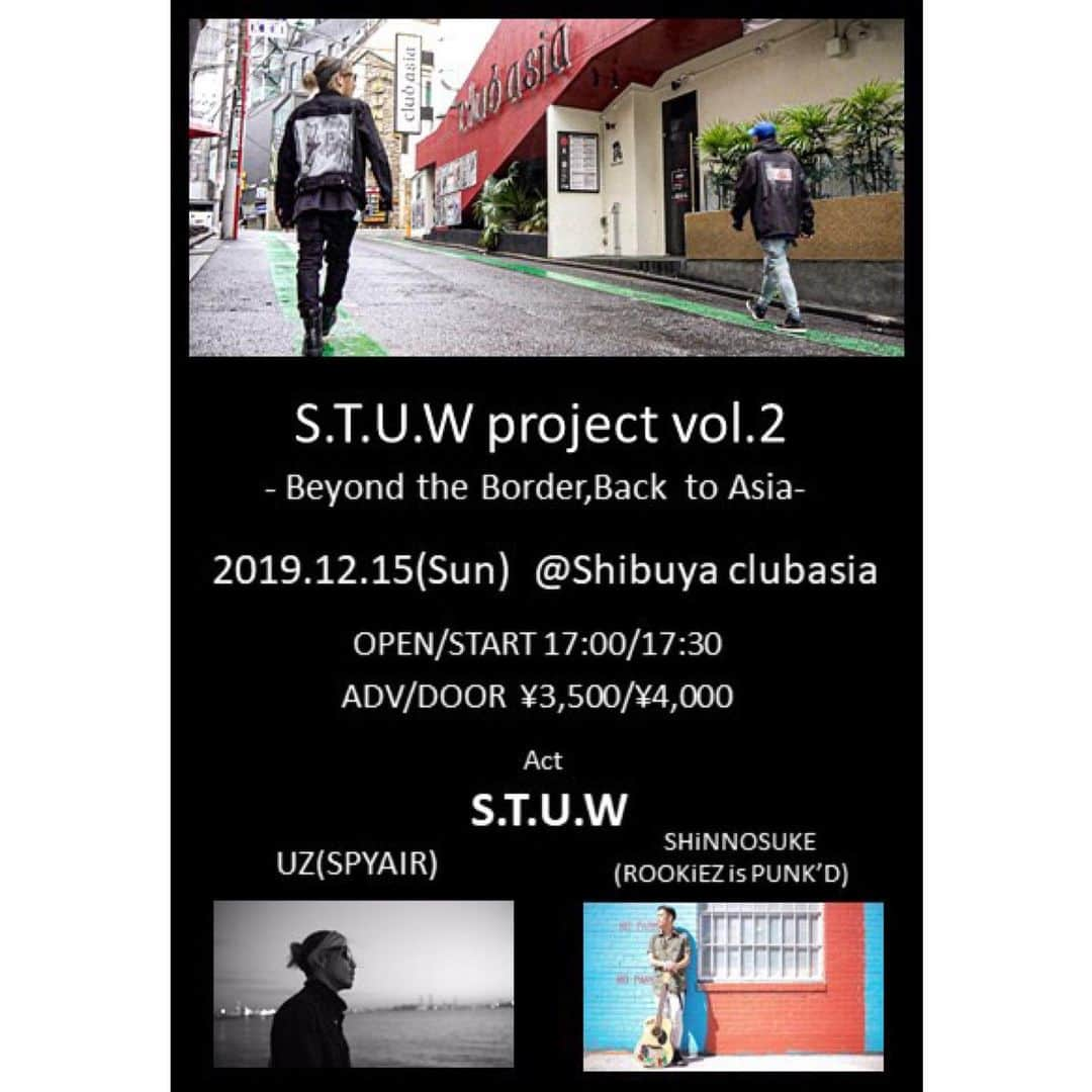 UZさんのインスタグラム写真 - (UZInstagram)「壁ー!!!! ライブチケット情報解禁ー!!!! ‪12/15(sun)@渋谷clubasia‬ ‪S.T.U.W project vol.2‬ ‪-Beyond the Border,Back to Asia-‬ ‪OPEN/START 17:00/17:30‬ ‪ADV/DOOR ¥3,500/¥4,000‬ ‪先行抽選 ‬ ‪10/12(土) 12:00〜 10/15(火)‬ ‪一般販売 ‬ ‪10/24(木) 10:00〜‬ ‪e+購入ページ‬ ‪https://eplus.jp/sf/detail/3106810001-P0030001‬ ‪【入金期間】‬ ‪10/17(木)13:00～10/18(金)21:00‬  アメリカ生活元気にやってます😆  #stuw #壁」9月27日 12時00分 - uzspyair