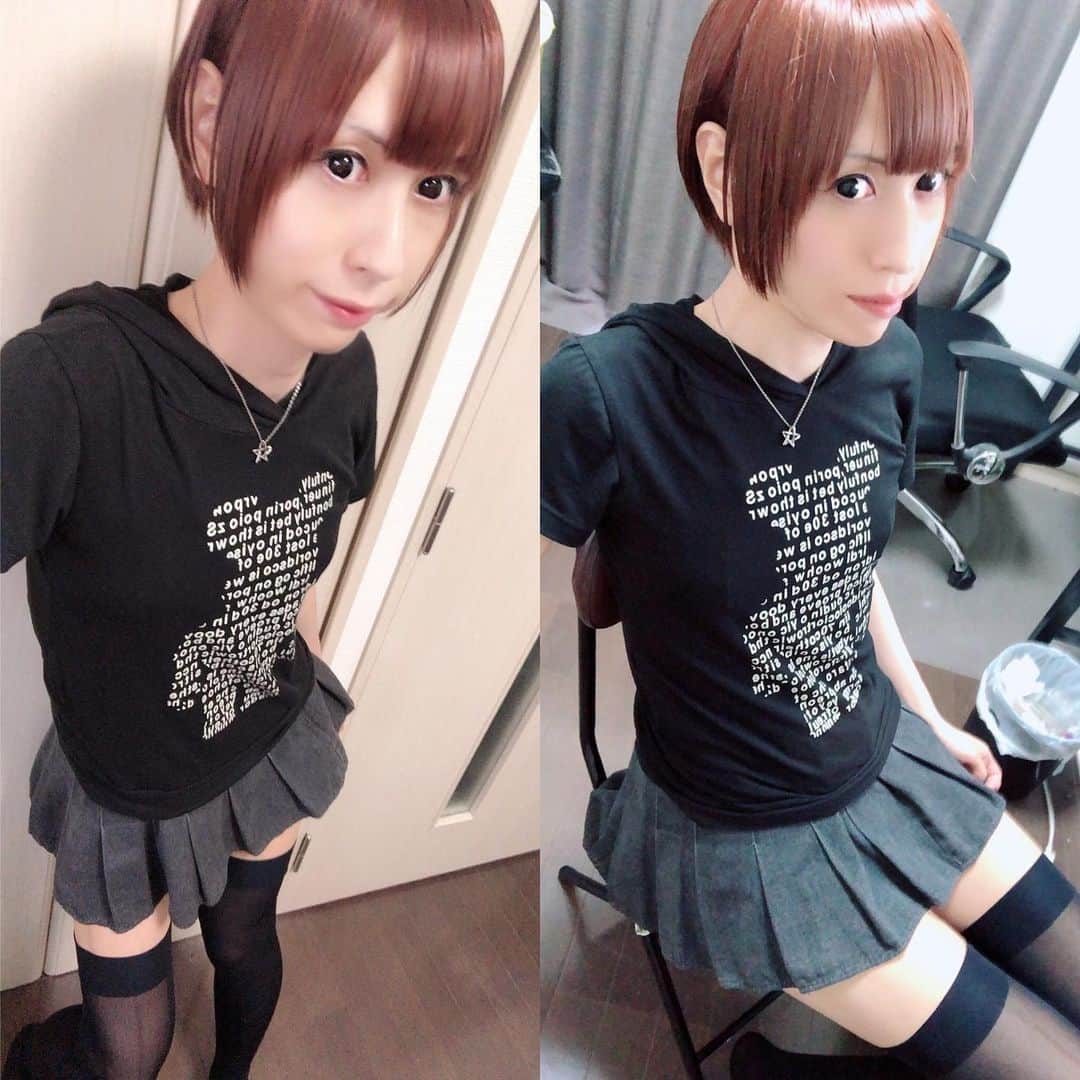 荒金さとみのインスタグラム：「💈頭サッパリしてきたよん✂️(＾ω＾) ちょっと伸ばしていたけど、やっぱりボーイッシュな感じでいこうと思ったからかなりバッサリんこした😄 「ボク、男だよ♡」みたいなエロ漫画シュチュエーションに期待_:(´ཀ`」 ​∠): そういえば昨日、西新宿のビルのトイレで🙆‍♀️合ってますよ~シチュに遭遇した😅💦」