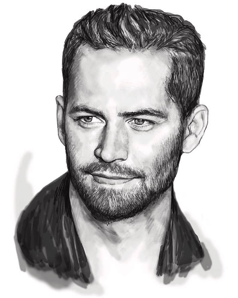 ポール・ウォーカーのインスタグラム：「✏️ Loving this mixed media artwork by Kim Wang. #FanArtFriday #TeamPW」