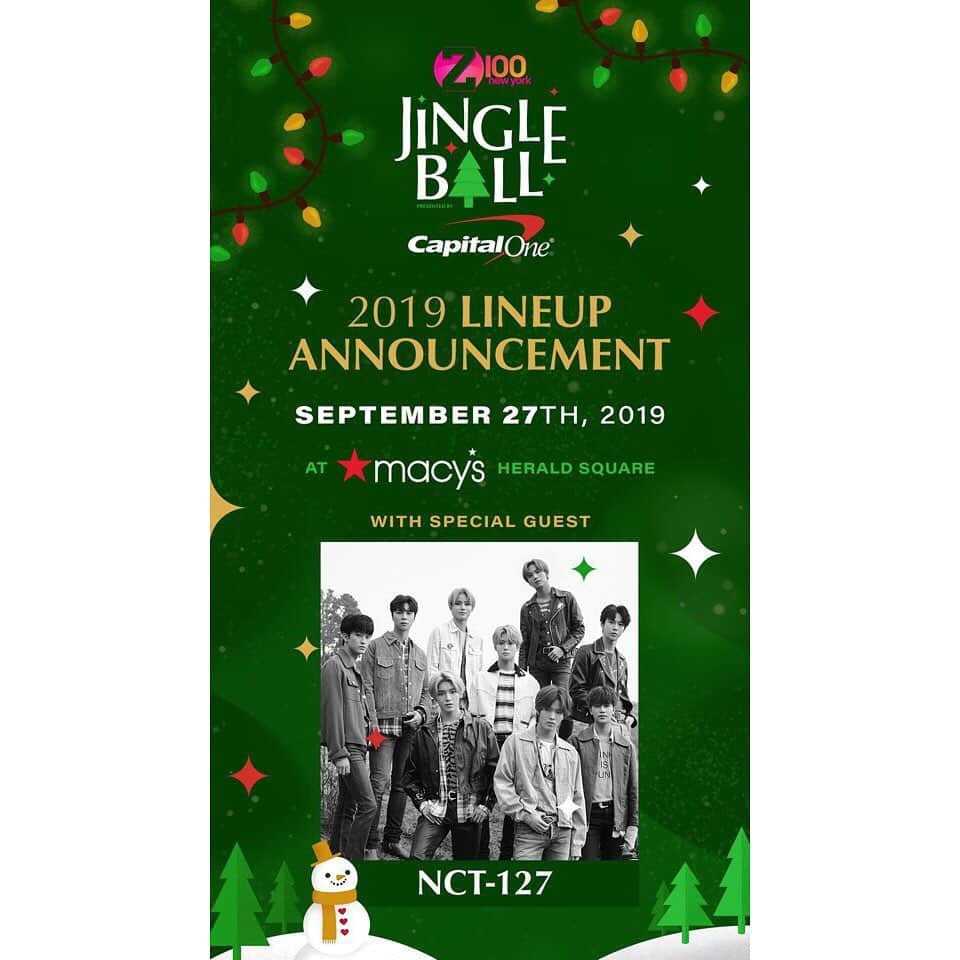 NCT 127さんのインスタグラム写真 - (NCT 127Instagram)「💚Join us & @radioMoBounce as we reveal the #z100JingleBall lineup at @Macys Herald Square TODAY @ 5PM  #NCT #NCT127」9月28日 3時18分 - nct127