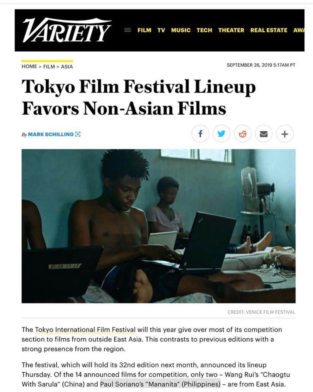 ポール・ソリアーノのインスタグラム：「some articles on my latest film MAÑANITA which will be in the main competition at the 32nd Tokyo International Film Festival. #TEN17P #Viva cant wait. @ten17p Link in Bio for more MAÑANITA info」