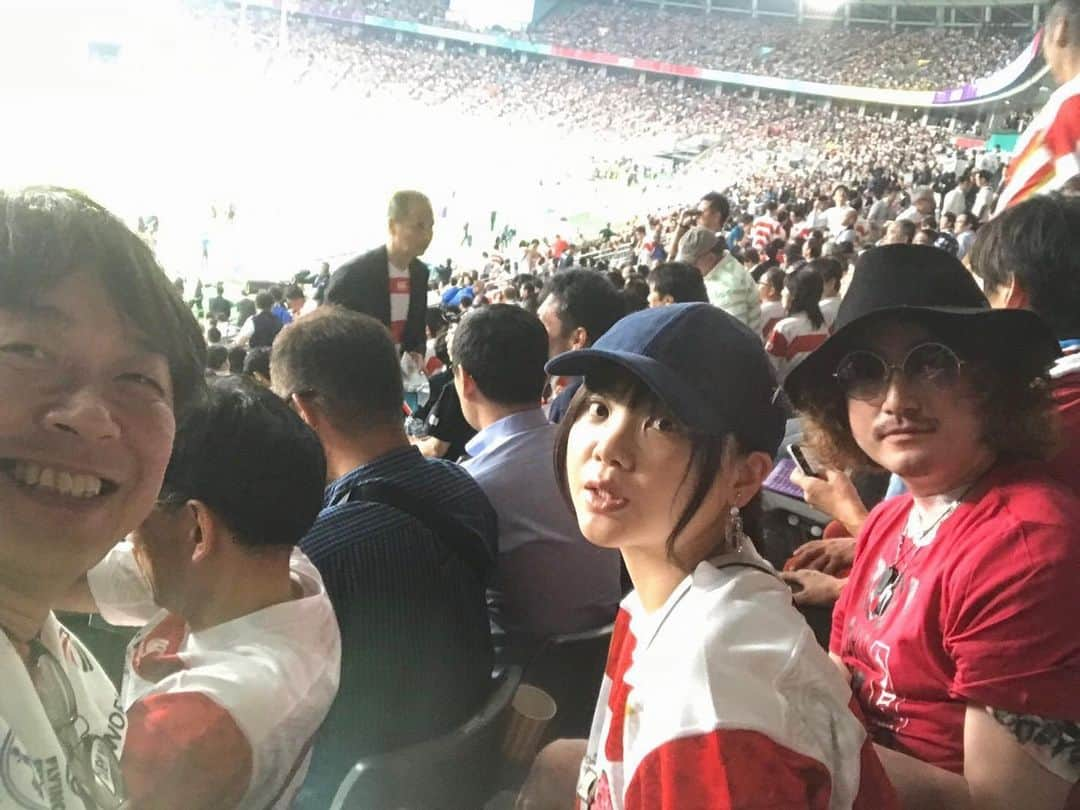 吉岡聖恵さんのインスタグラム写真 - (吉岡聖恵Instagram)「日本代表勝利🏉✨✨✨ おめでとうございます😆😆😆❗️❗️❗️❗️❗️ #RWC2019 #アイルランド戦 #WorldInUnion #今日はメンバーと楽屋にて応援 #写真は開幕戦にて」9月28日 23時32分 - kiyoe_yoshioka_official