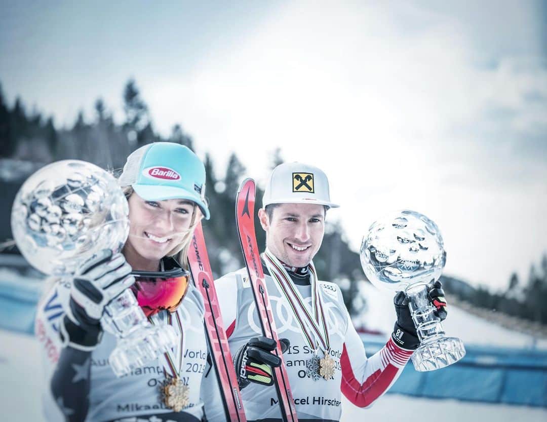 ミカエラ・シフリンのインスタグラム：「Strange how emotional it can feel to say ‘goodbye’ to a retiring athlete, but then again it’s not strange at all. When it’s an athlete you have been learning from and finding inspiration from for your entire career, it’s not strange. When it’s an athlete who took your sport to totally different heights, who showed that what we once thought was impossible is possible, it’s not strange. When it’s an athlete who has inspired generations of athletes to come to get up, to fight, and to bring their absolute best every single time, it’s not strange. When it’s an athlete who always treated the others with respect, and showed us what sportsmanship means, it’s not strange. No, it’s not strange at all. Thank you for the incredible moments in this sport, Marcel. Wishing you all the best for the future. 🙌🙌🙌 #GOAT (*wipes tear from eye*) 📷: GEPA/@atomicski #weareskiing」
