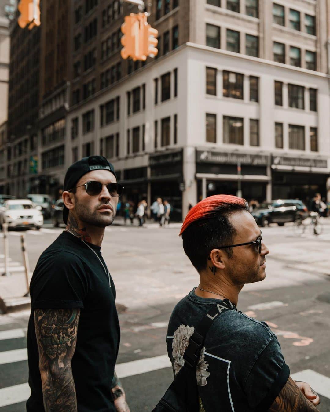 ニック・マーティンのインスタグラム：「Doing a lot of press & roaming the streets of New York all this week leading up to the release of our album on Friday. HOLY SHIT, OUR ALBUM COMES OUT ON FRIDAY! ☻ Who’s cruising out to @looneytunescds on Friday to celebrate the release of ’How It Feels To Be Lost’ with us?! ☻ 📸: @elliemitchellphotography」