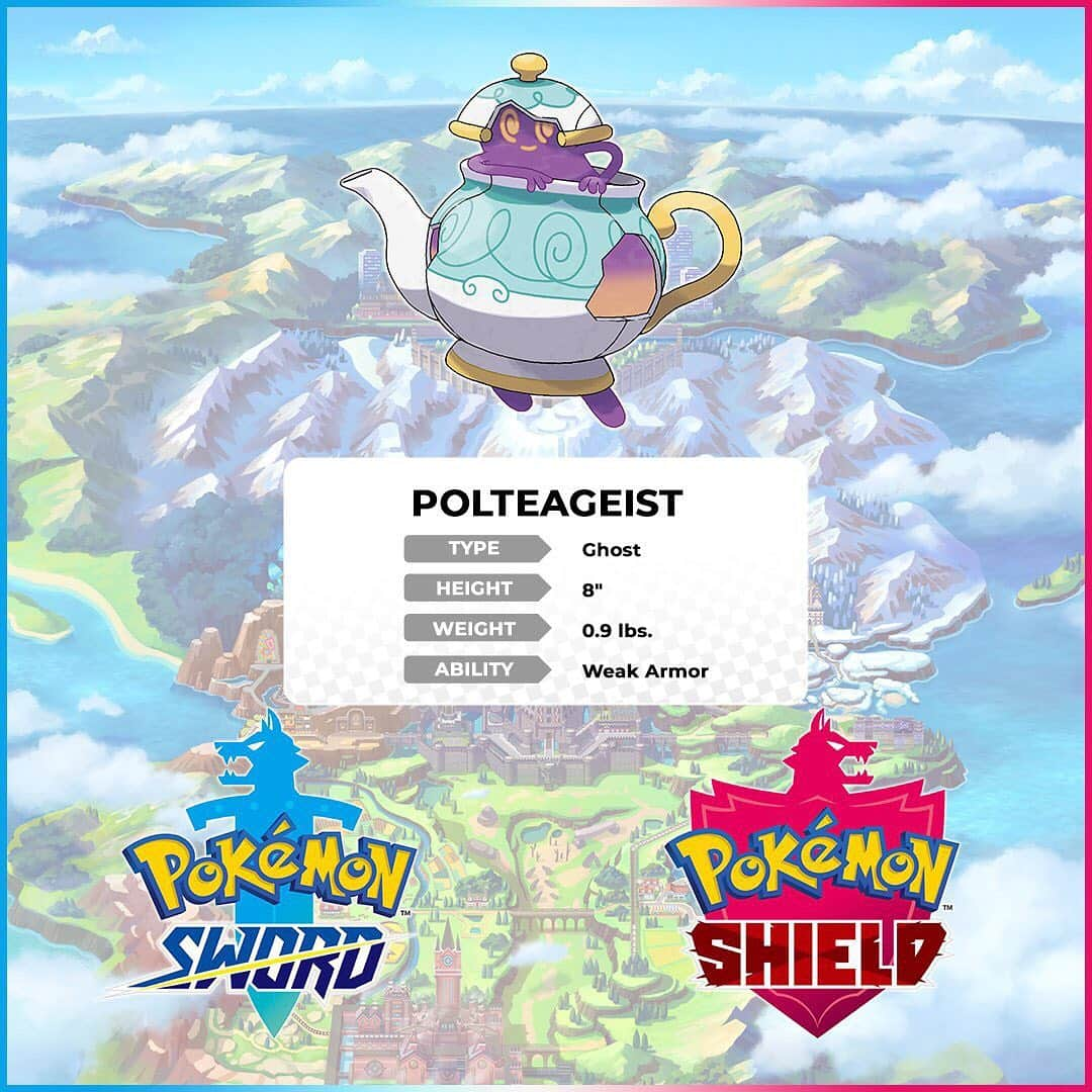 Pokémonさんのインスタグラム写真 - (PokémonInstagram)「🚨 New Pokémon Discovered! 🚨  Meet Polteageist, the Black Tea Pokémon.  These Pokémon have been known to make themselves at home inside hotels and restaurants and are often treated as pests. #PokemonSwordShield」9月5日 7時45分 - pokemon