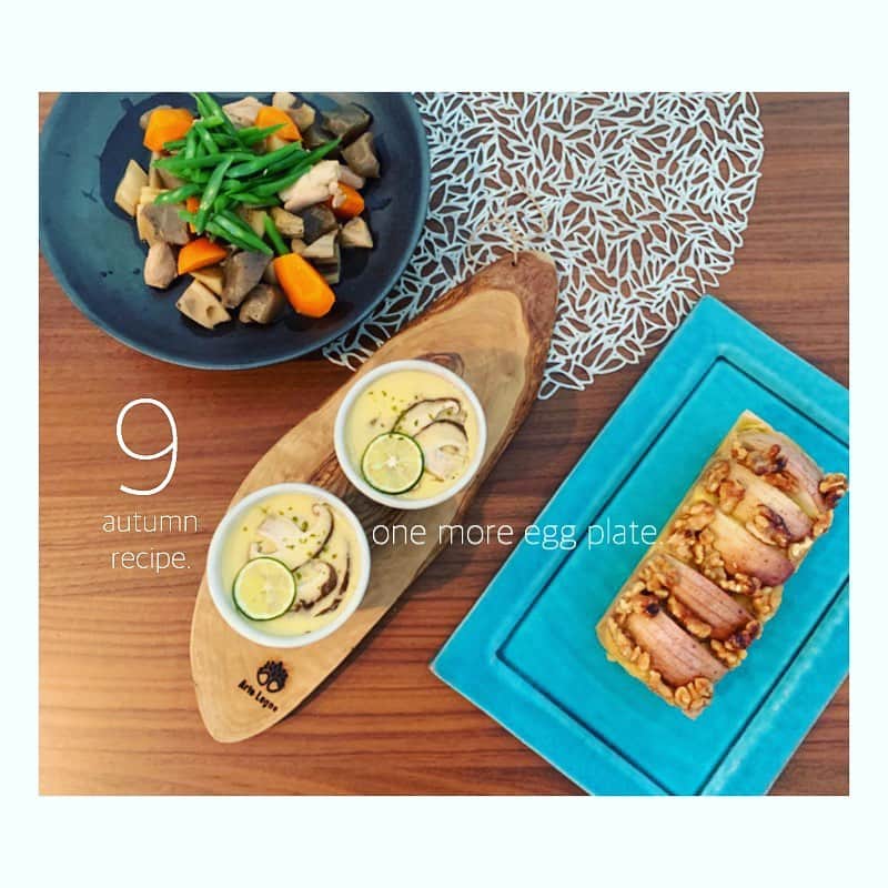 市橋有里のインスタグラム：「今月は秋のデトックス料理🍴もうひとつの卵料理は撮影終了後に撮ろうかと思ってたら、すでにカメラマンの胃袋へw  止まらないって嬉しい響きだ✨さ、料理仕事後はかけっこ教室へ♪子ども達と走ってきまーす☻ ・ #cooking #autumn #instafood  #すだち #さつまいも #徳島 の秋の味覚🌾 #小料理屋あり」