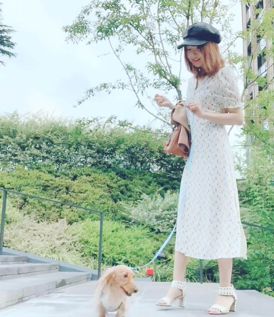 ゆうたむさんのインスタグラム写真 - (ゆうたむInstagram)「お散歩🐶♪ . . . このあと病院で年１回のワクチン打たれるとは知らずに🐶💉 はしゃいでる😳 . . . 👗は(@_ruruofficial_ )さんの💕 . 袖が可愛いのと、 柔らかくて動きやすいから着やすくて お散歩の時にいい💕 . . まだ少し暑いなぁ〜🌞🌞 . . #お散歩 #愛犬 #ファッションコーデ #ミニチュアダックス #jimmychoo #hermes #ruru #ゆうたむの犬🐶」9月5日 16時48分 - yuutamu_non