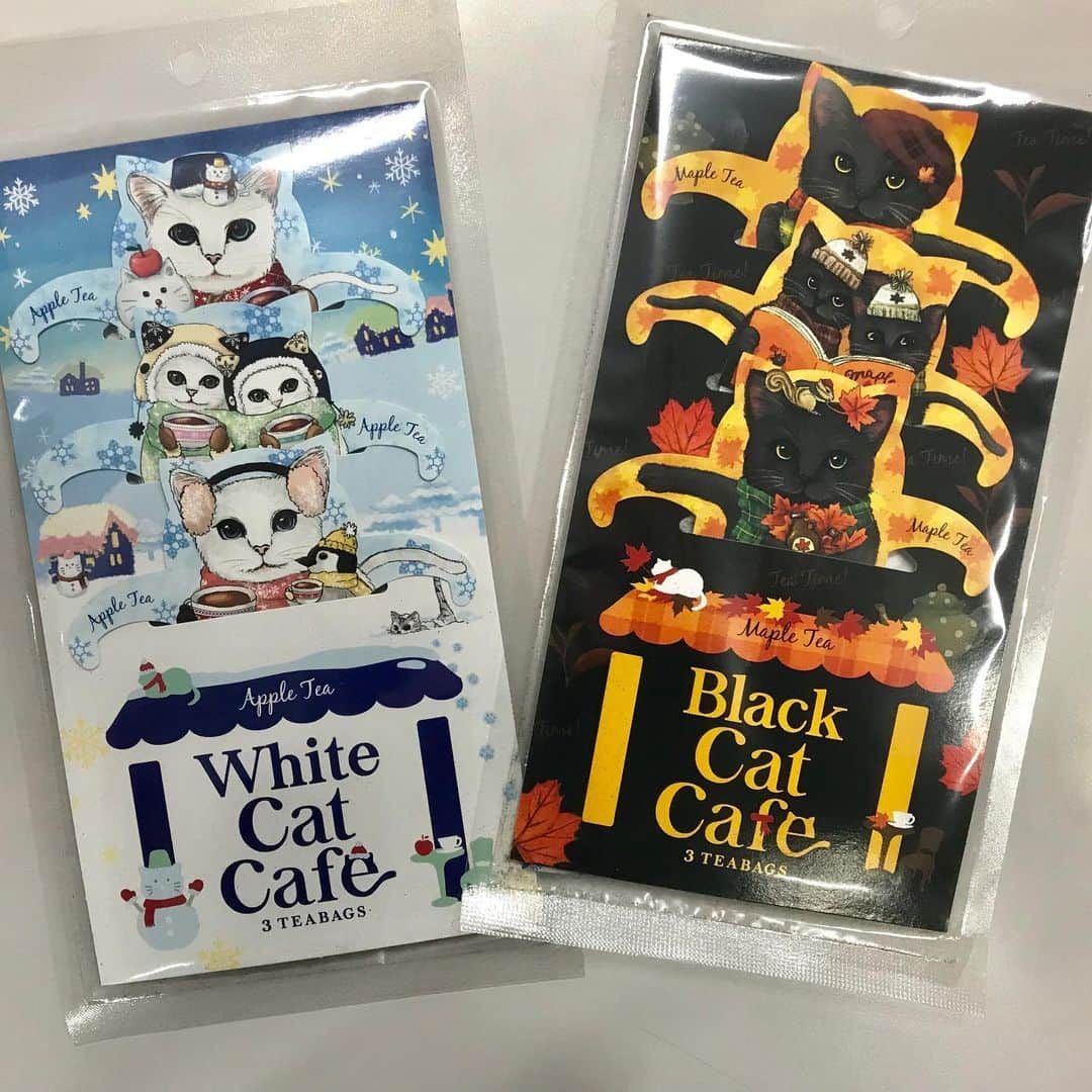 佐藤彩さんのインスタグラム写真 - (佐藤彩Instagram)「猫ちゃんたちと楽しくティータイムはいかが？  今日のネクストフォーカスでご紹介したのは、キャットカフェシリーズの「ブラックキャットカフェ」と「ホワイトキャットカフェ」🐱 メープルティーとアップルティーのお味✨  とっても可愛くて、いい香りに癒されるにゃん♪  #キャットカフェ #ブラックキャットカフェ #ホワイトキャットカフェ #HBCラジオ #hbcradio #朝刊さくらい #ネクストフォーカス #HBC #アナウンサー #佐藤彩」9月5日 17時36分 - hbc_ayasato