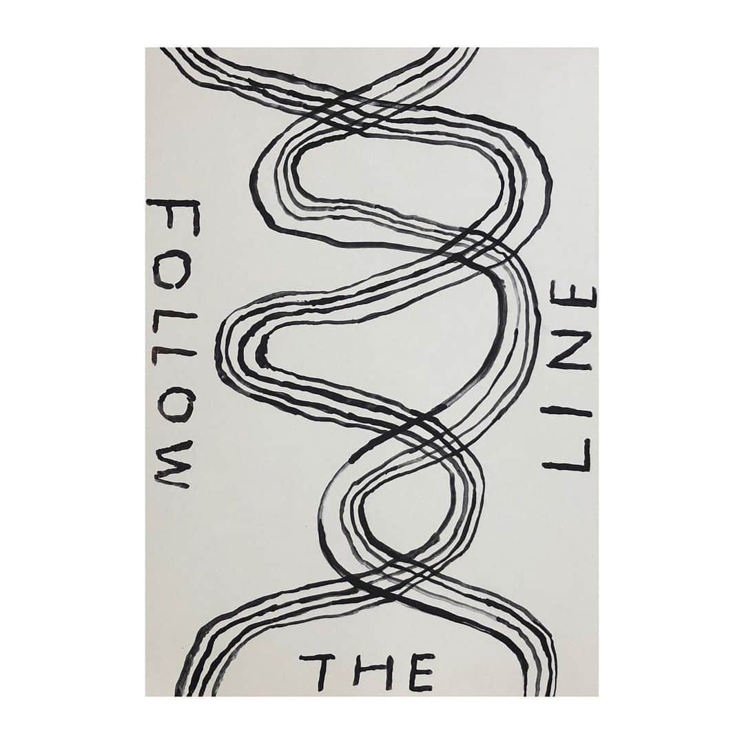 Mogu Takahashiのインスタグラム：「Follow The Line 210x297mm Gouache on paper /2019 #mogutakahashi」