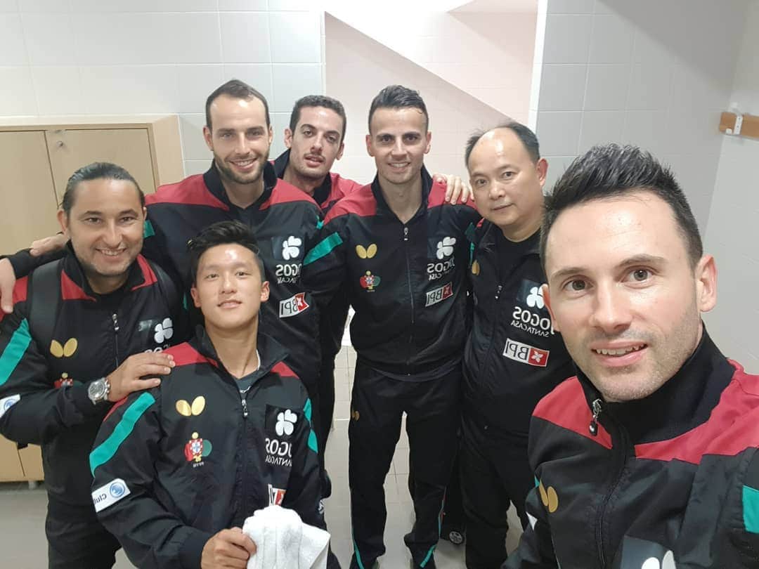 ジョアン・モンテイロのインスタグラム：「Quarter finals secured at European Championships with a solid 3-0 victory against 🇬🇷 Lets go 🇵🇹🏓🤜🤛 #TeamPortugal#ITTFEuros2019」